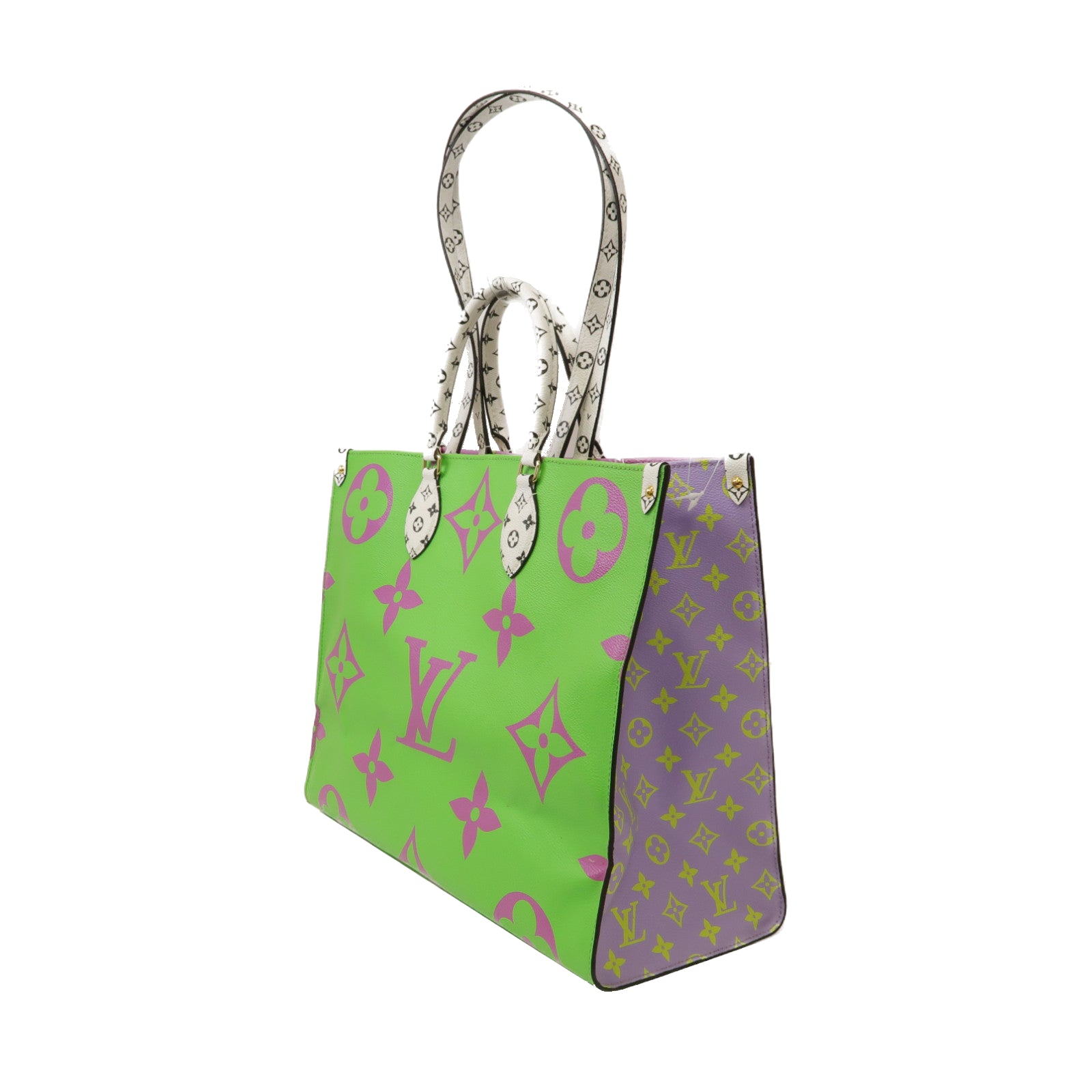 LOUIS VUITTON Monogram Giant On The Go GM金扣手挽肩背兩用袋彩色