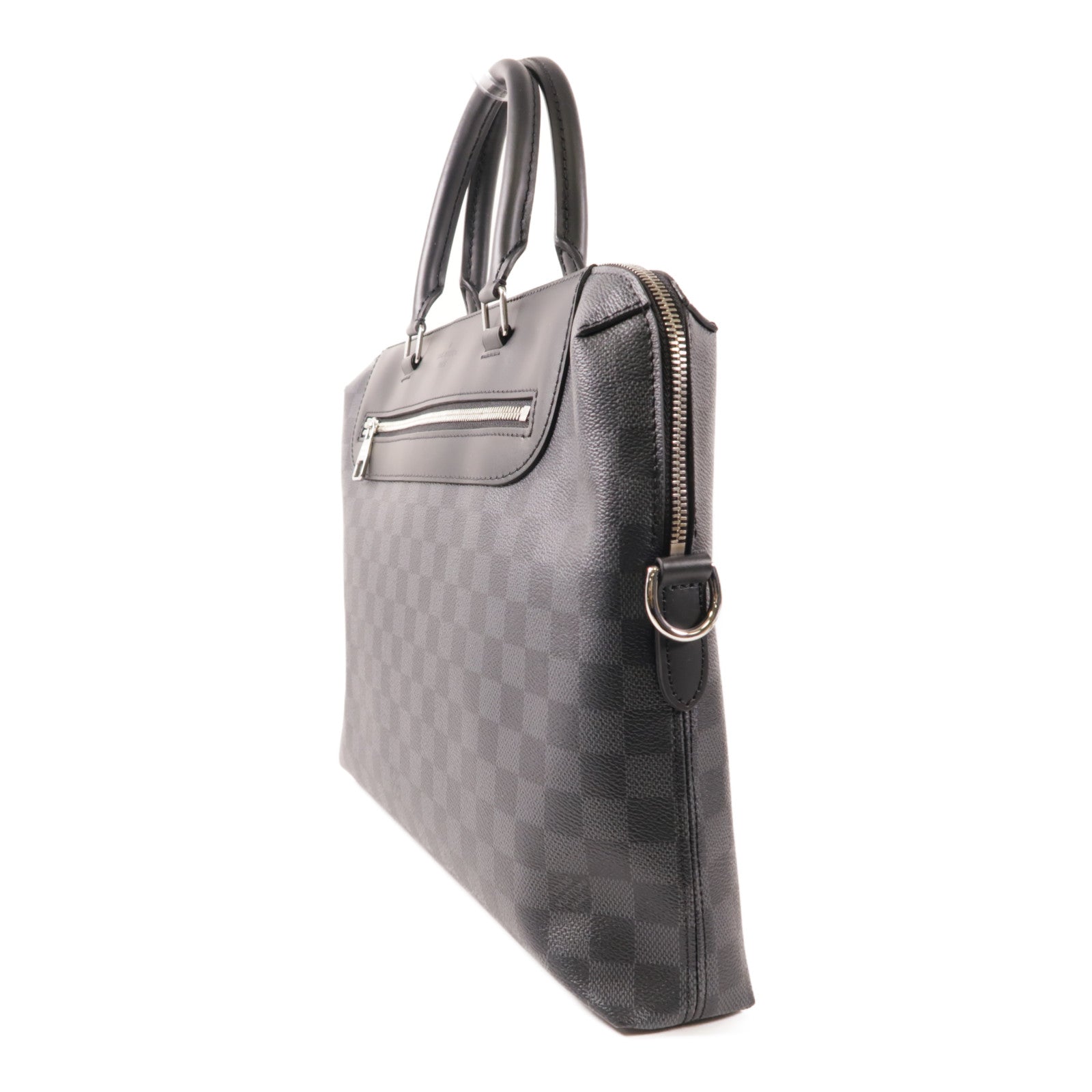 LOUIS VUITTON Damier Graphite Porte-Documents Jour銀扣手挽肩背兩用袋