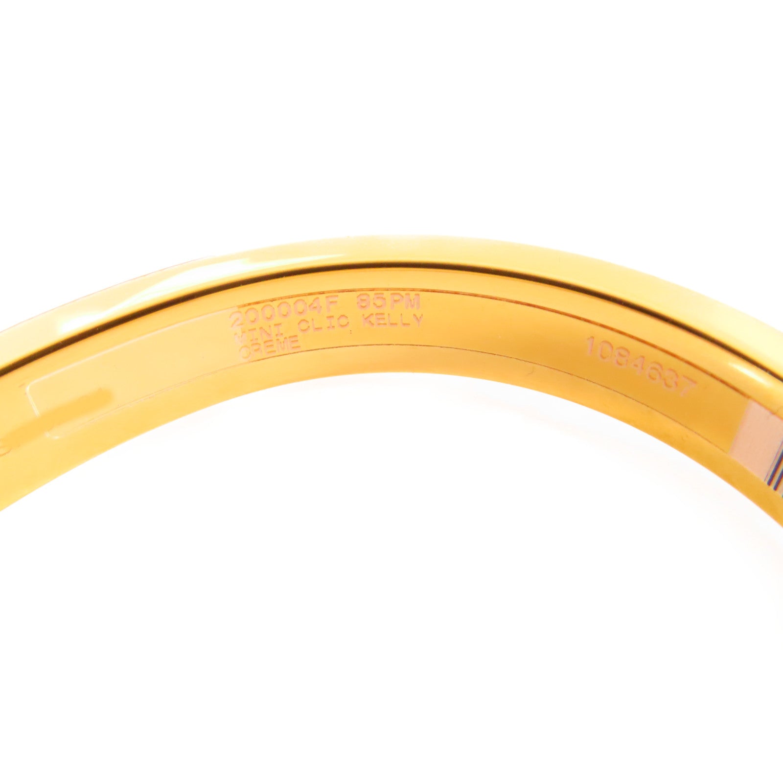 HERMES 金屬/琺瑯Mini Clic Kelly Bracelet金扣手鏈金色/米白色