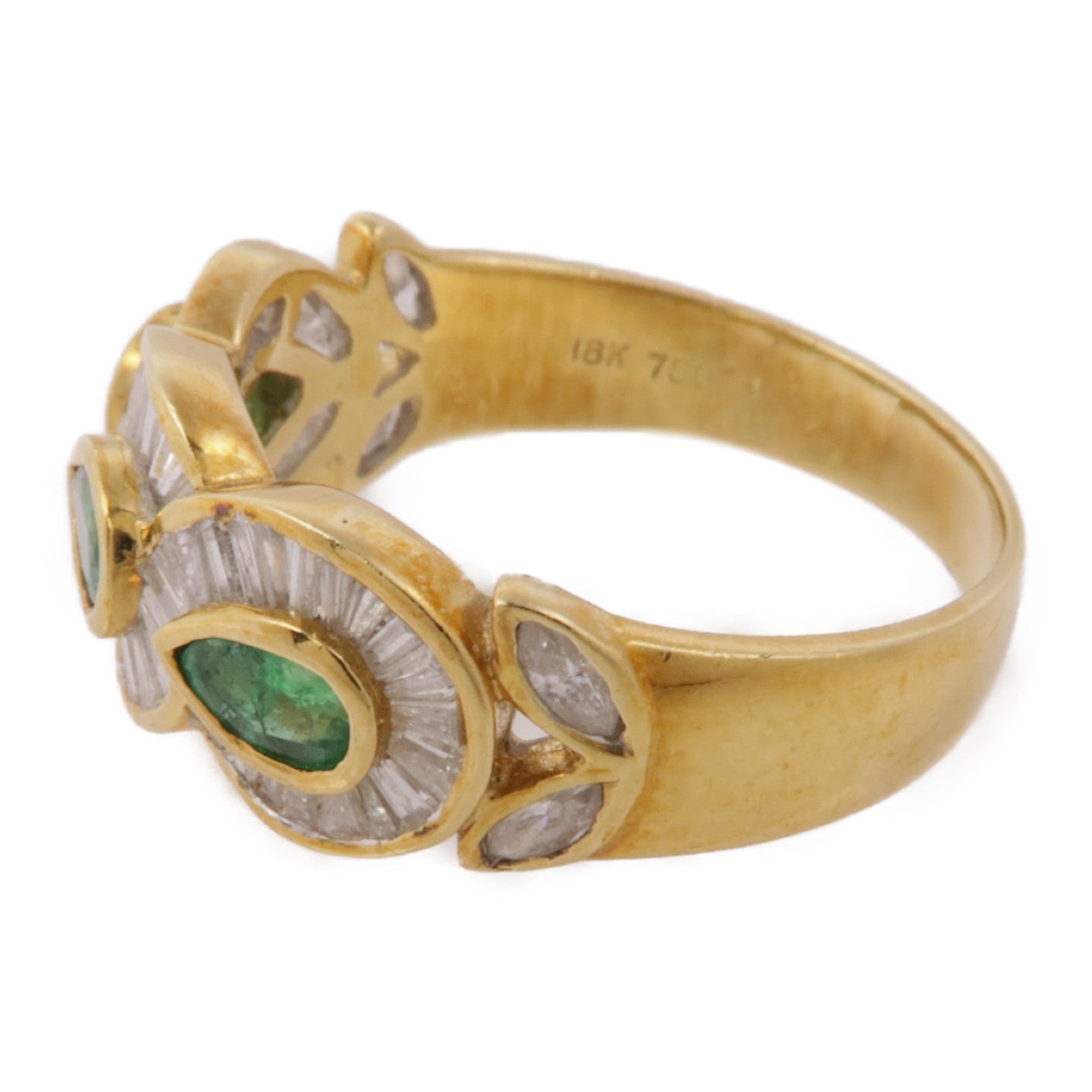 JEWELRY 18K黃金Emerald/Diamond Ring綠寶石/鑽石戒指US#7.25