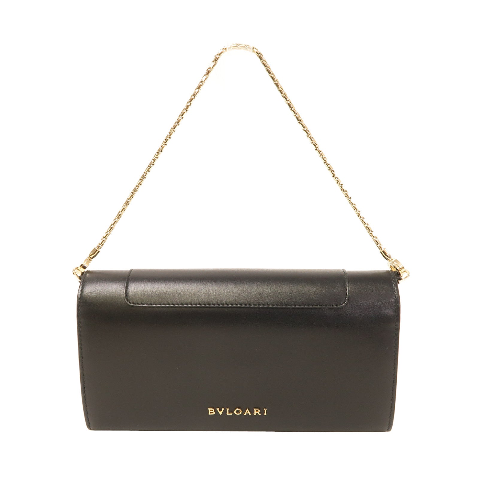BVLGARI 牛皮皮革Hand Bag金扣手挽袋黑色