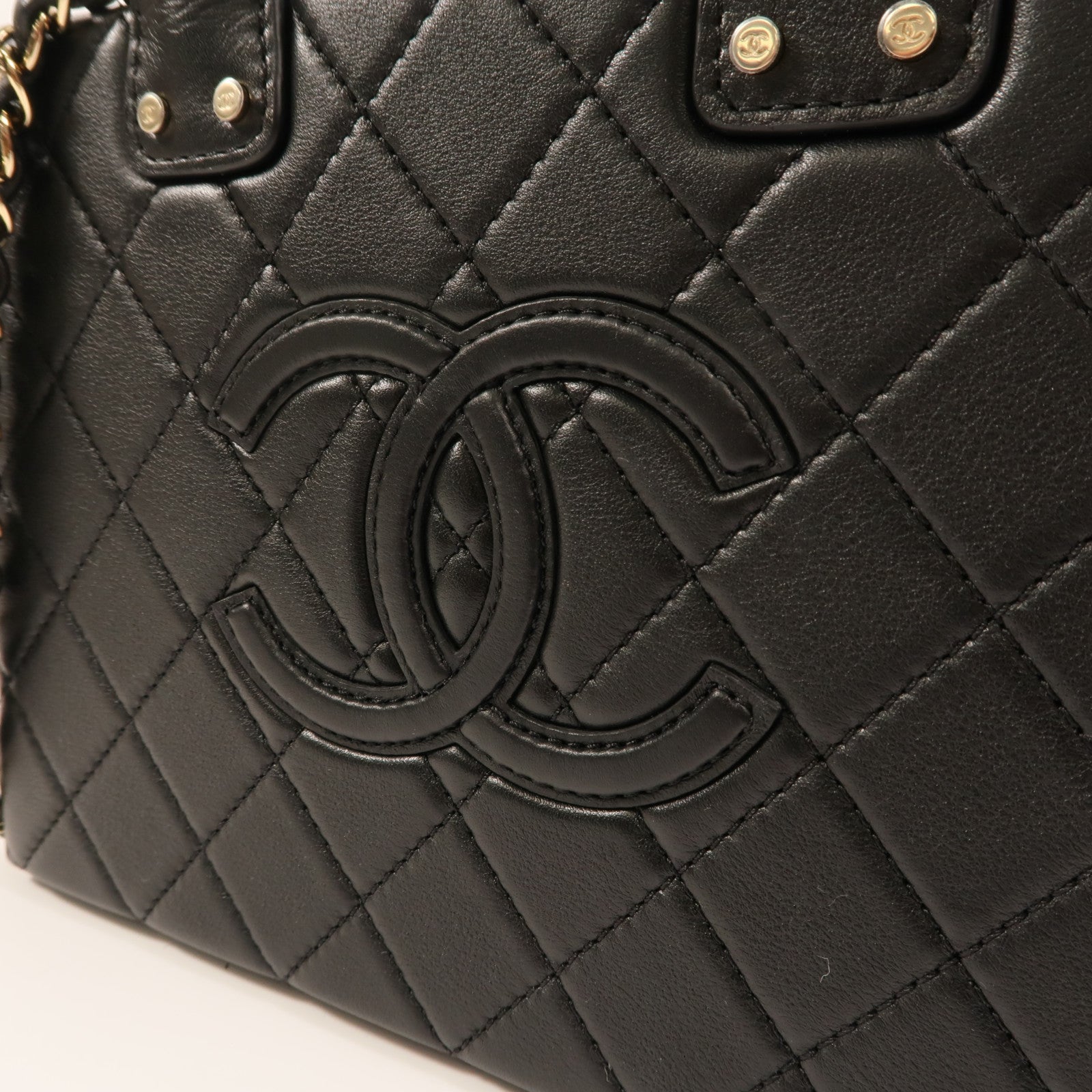 CHANEL 【激減優惠】牛皮皮革Chain Shoulder金扣手挽肩背兩用袋