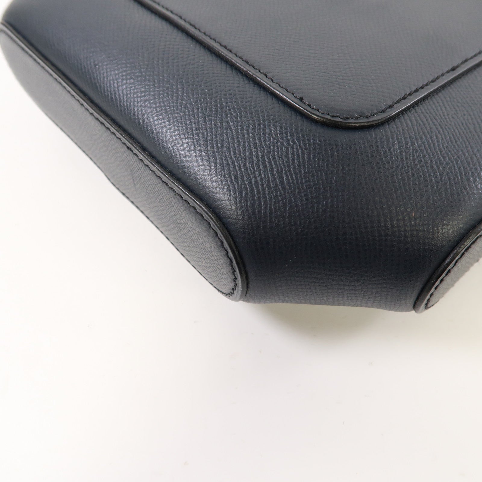 HERMES Epsom皮革Octogone 23銀扣肩背袋靛藍色