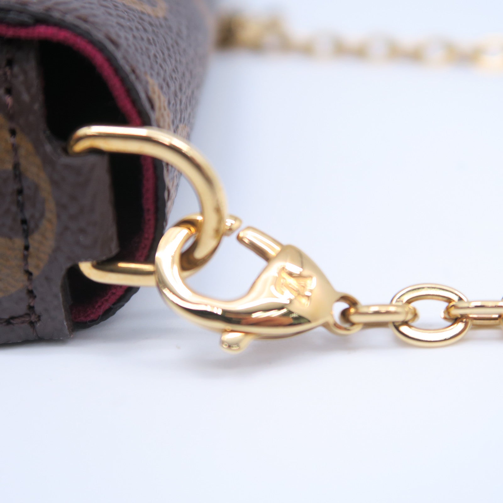 LOUIS VUITTON Monogram Felicie Pochette金扣鏈帶肩背袋啡色