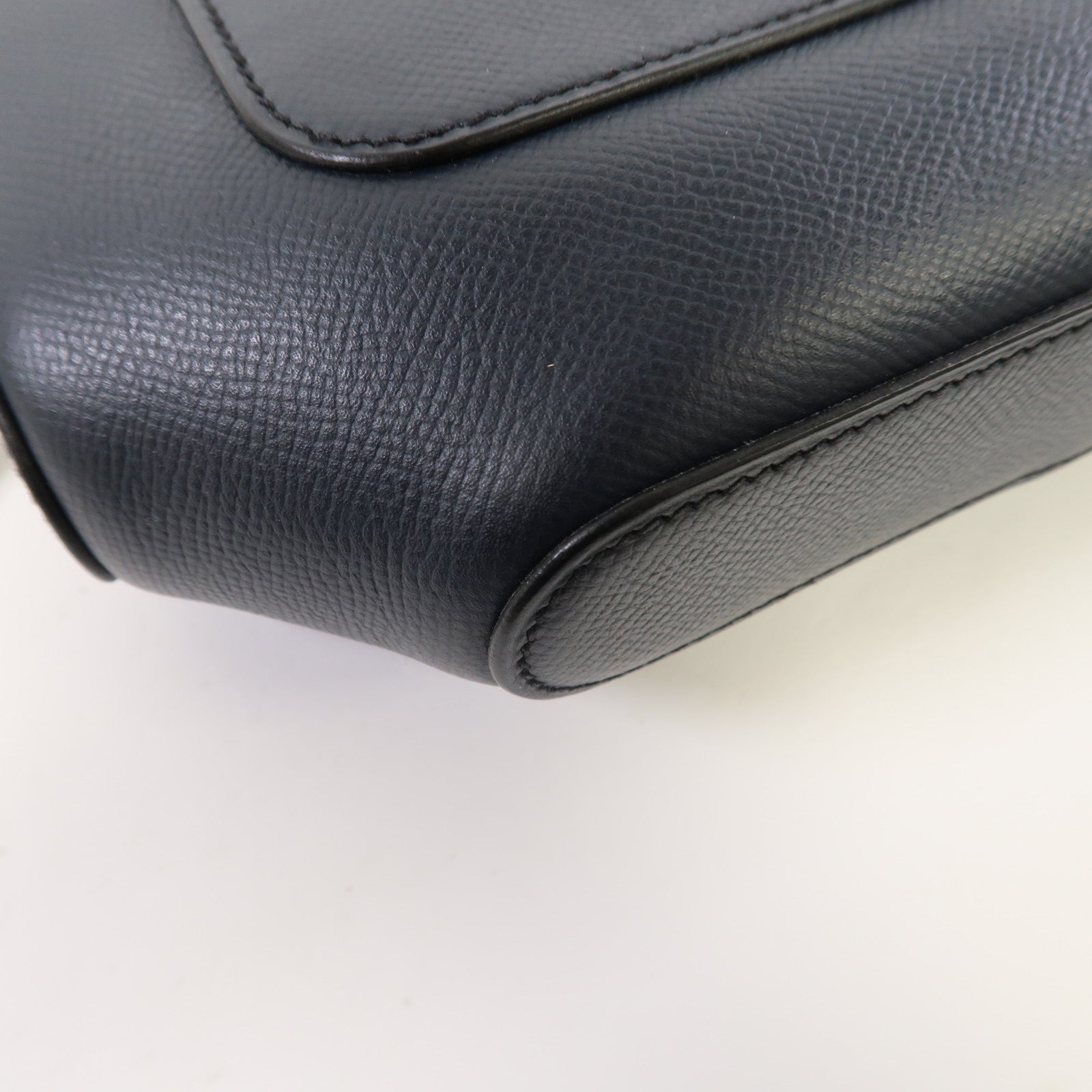 HERMES Epsom皮革Octogone 23銀扣肩背袋靛藍色