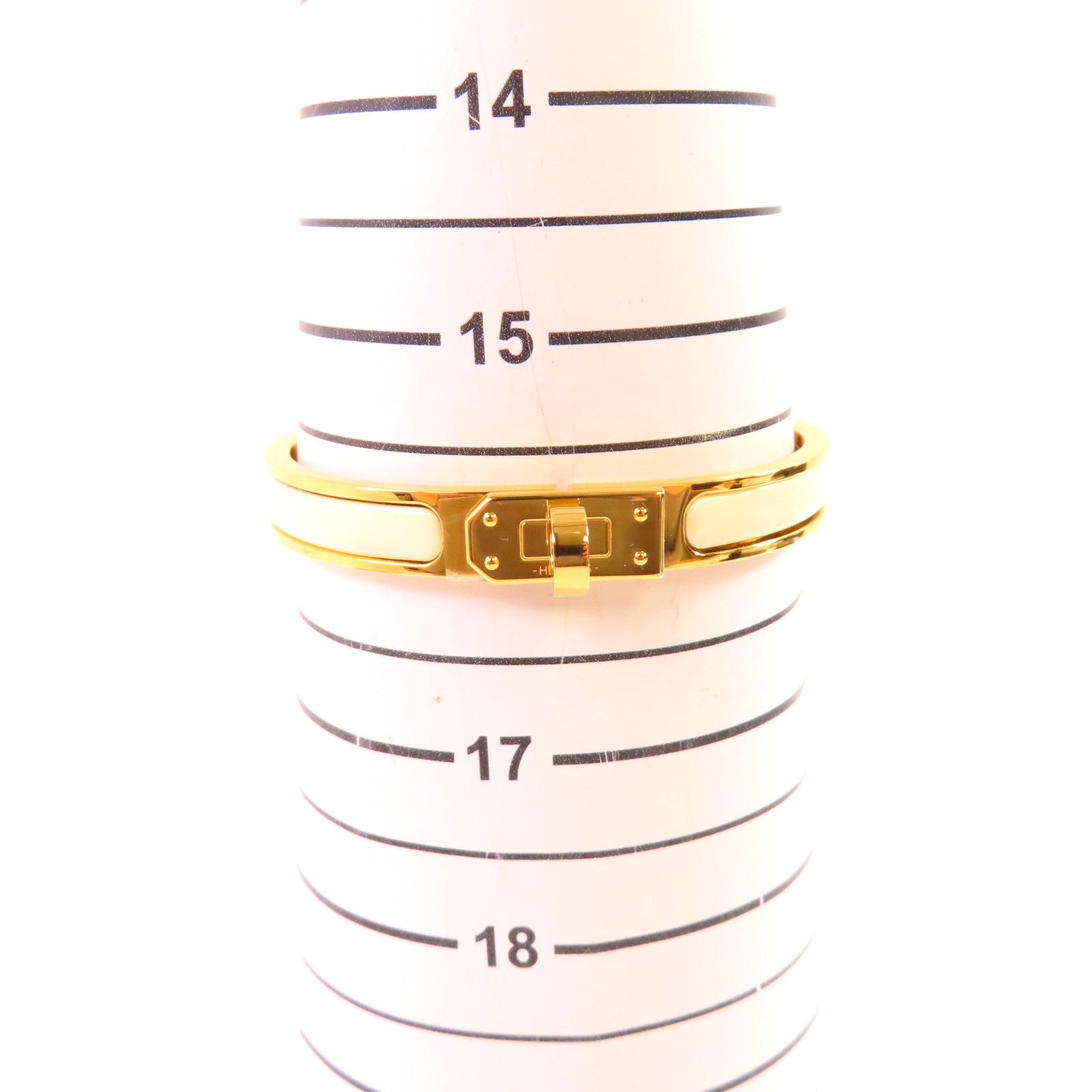 HERMES 金屬/琺瑯Mini Clic Kelly Bracelet金扣手鏈金色/米白色