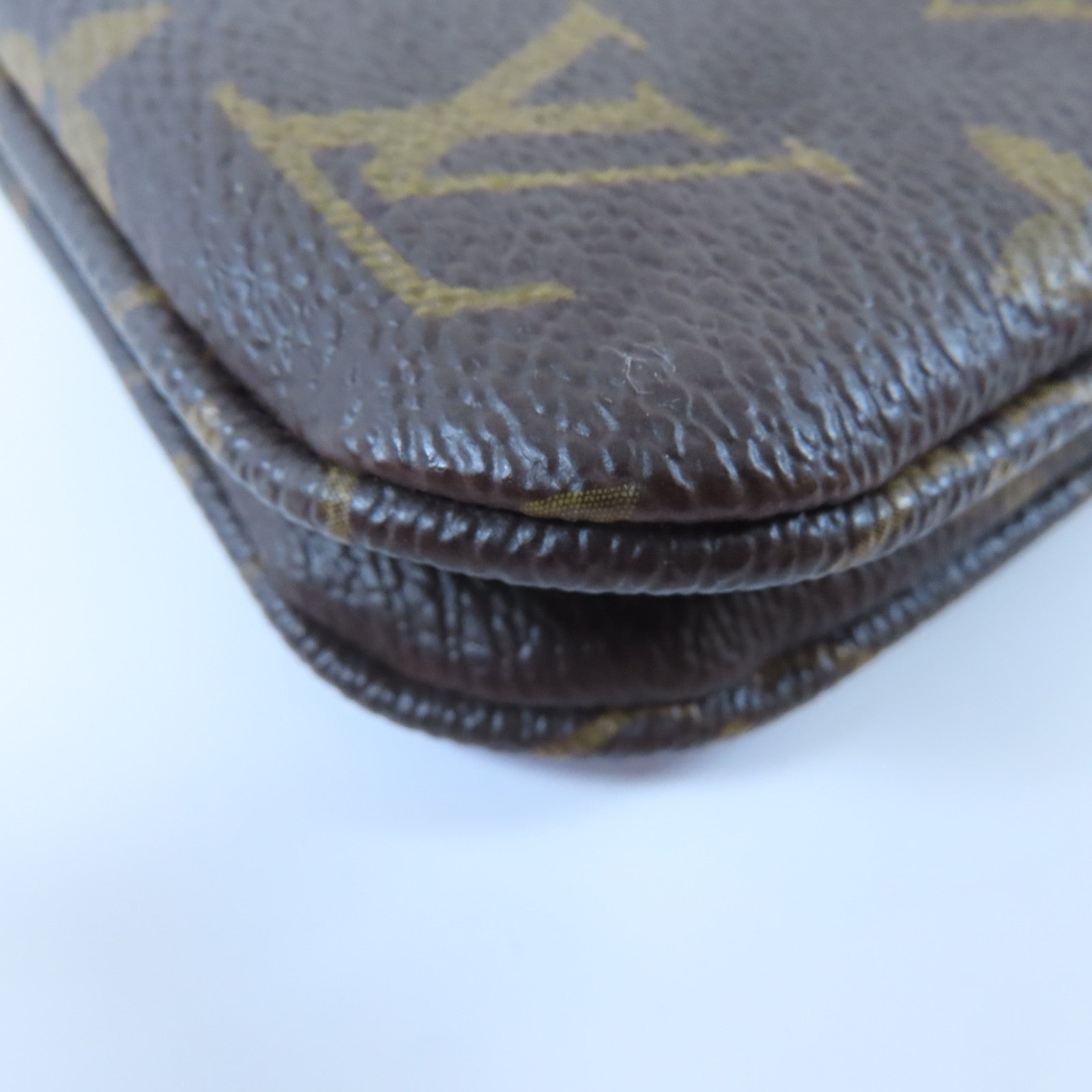 LOUIS VUITTON Monogram Pochette Double Zip金扣鏈帶肩背袋啡色
