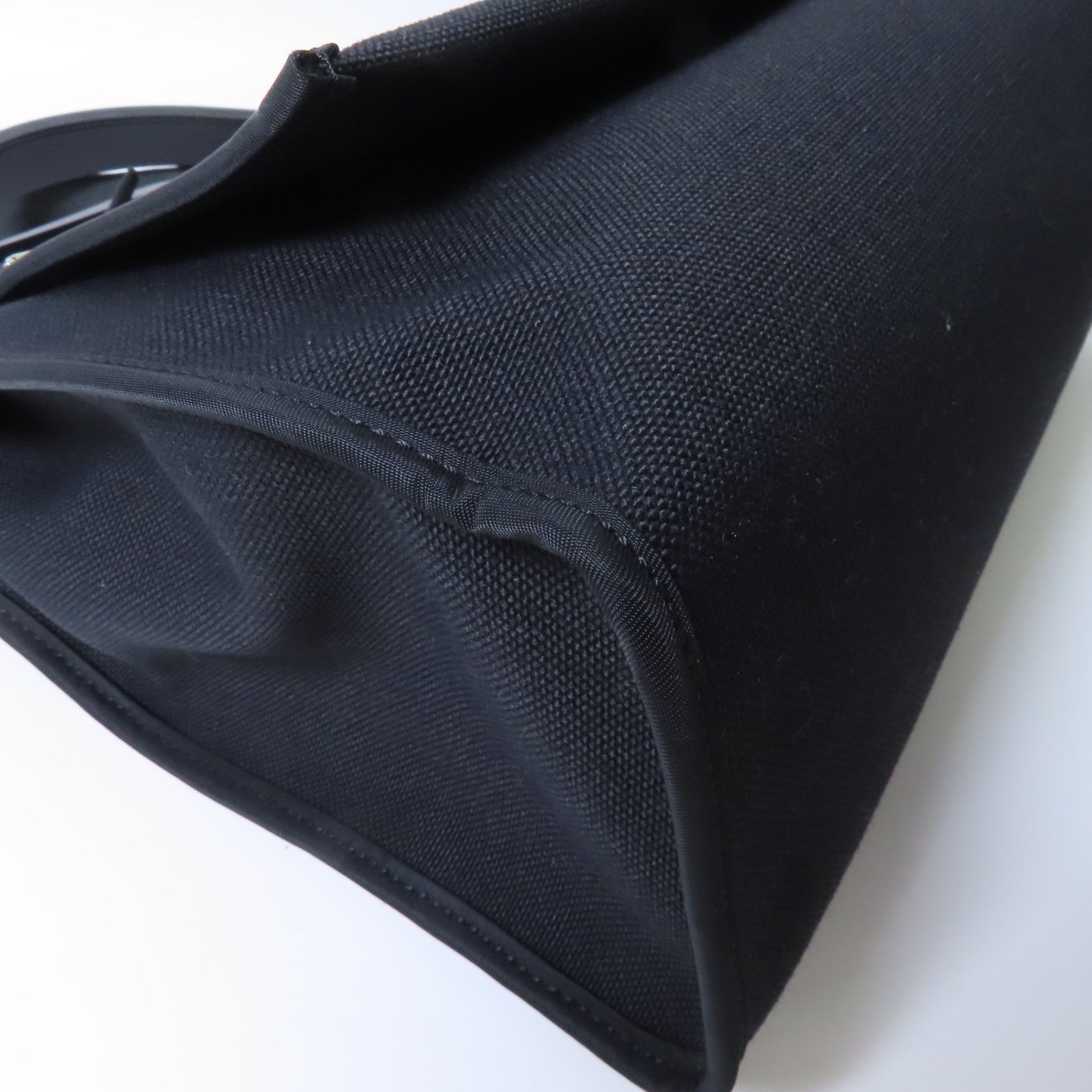 HERMES 帆布Herbag PM銀扣手挽肩背兩用袋黑色