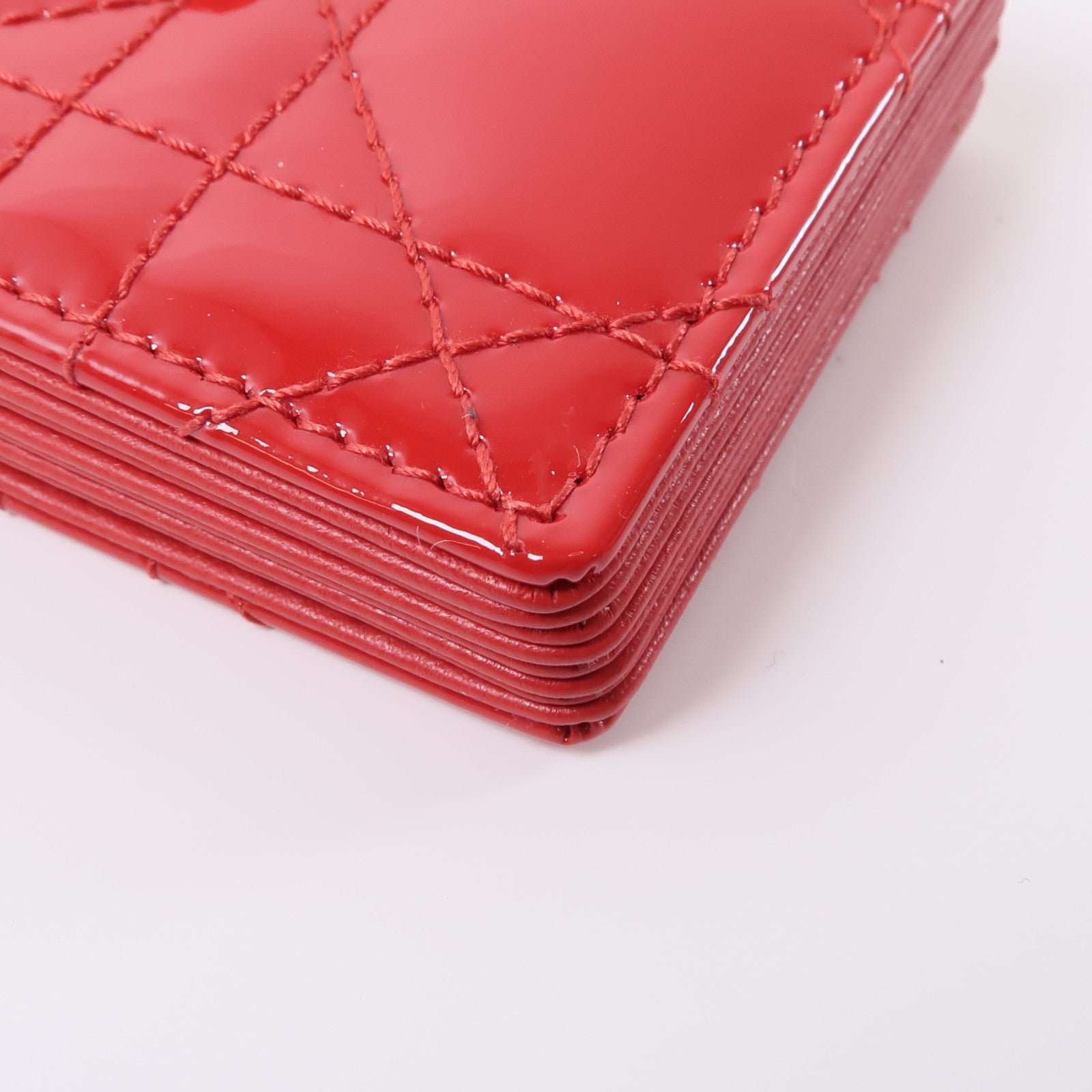 Dior 漆皮皮革Card Case金扣卡片套紅色