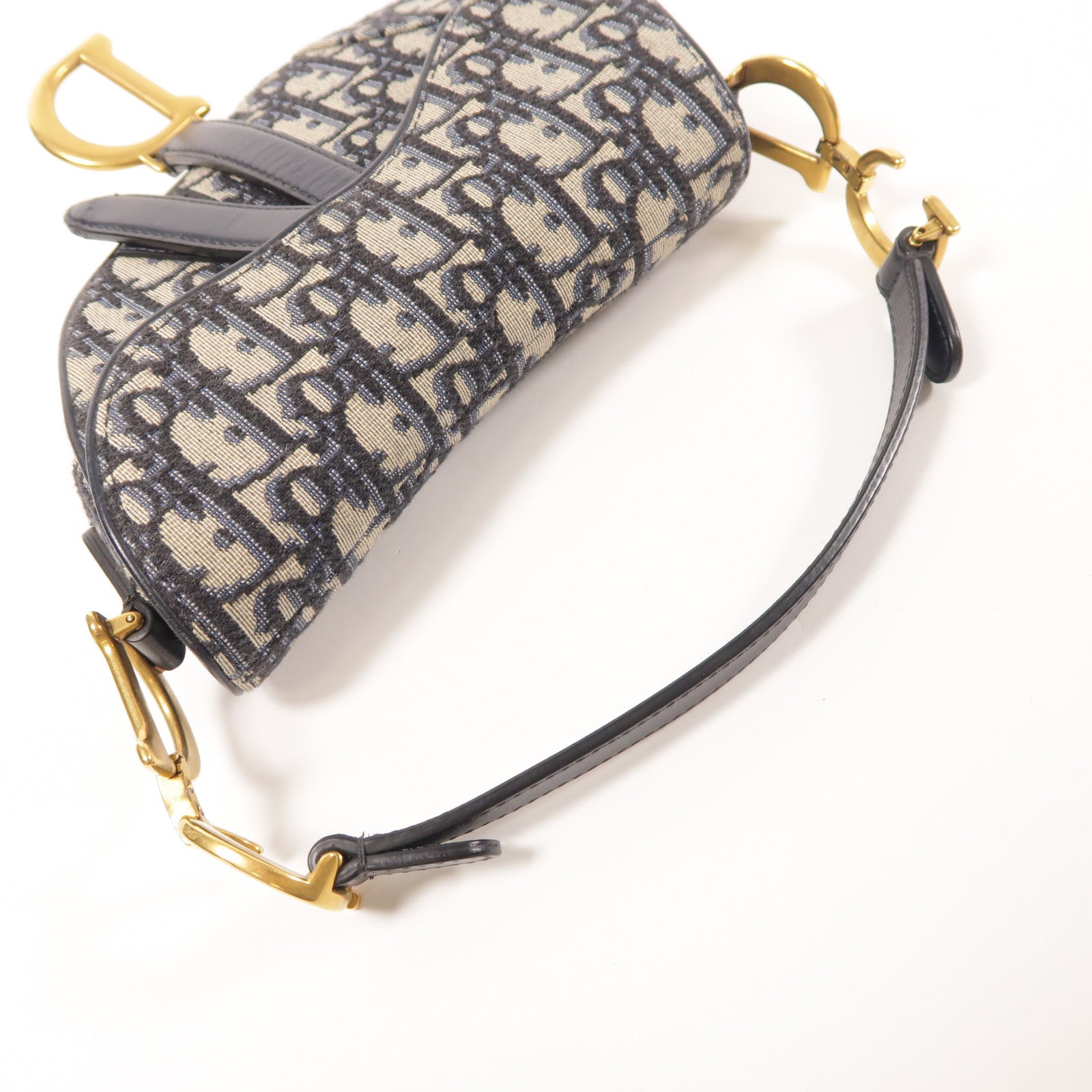 Dior CD GHW Mini Saddle Shoulder Bag Canvas M0447 Blue