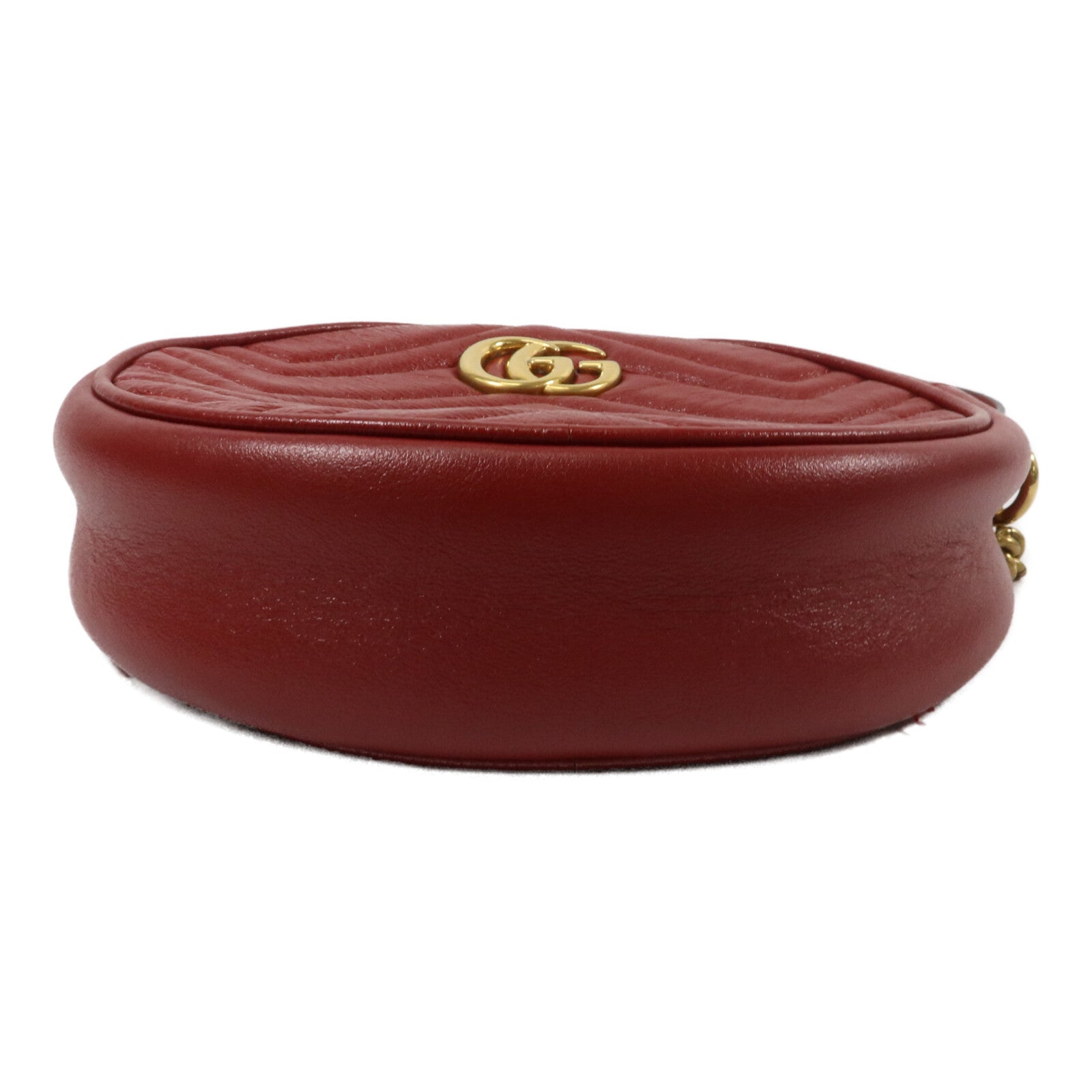 GUCCI 牛皮皮革GG Marmont Round Bag鏈帶肩背袋
