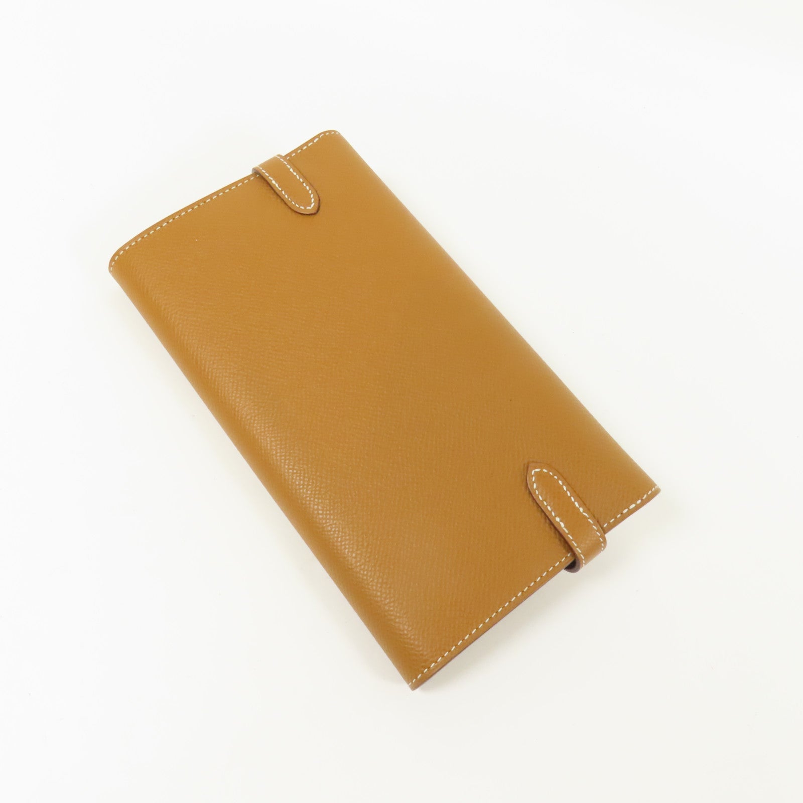 HERMES Epsom皮革Kelly Long Wallet銀扣長錢包Gold