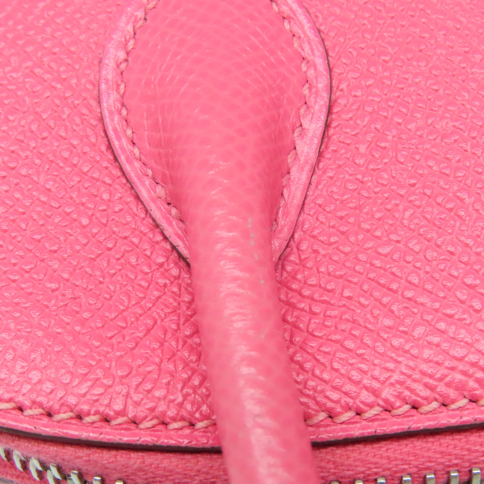HERMES Epsom皮革Bolide 27银扣手挽肩背两用袋Rose Azalee粉红色