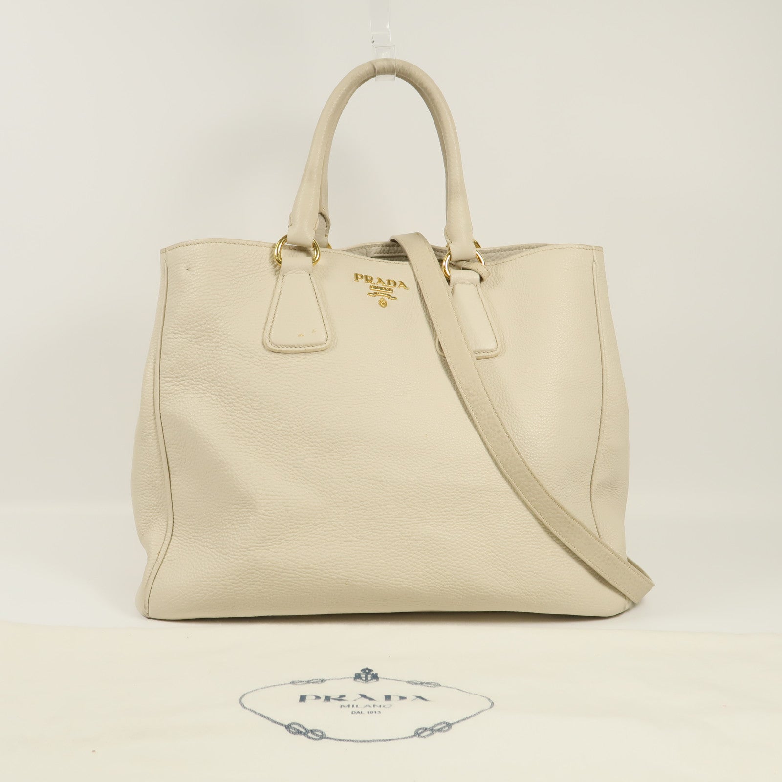 PRADA 牛皮皮革Shoulder Bag金扣手挽肩背兩用袋