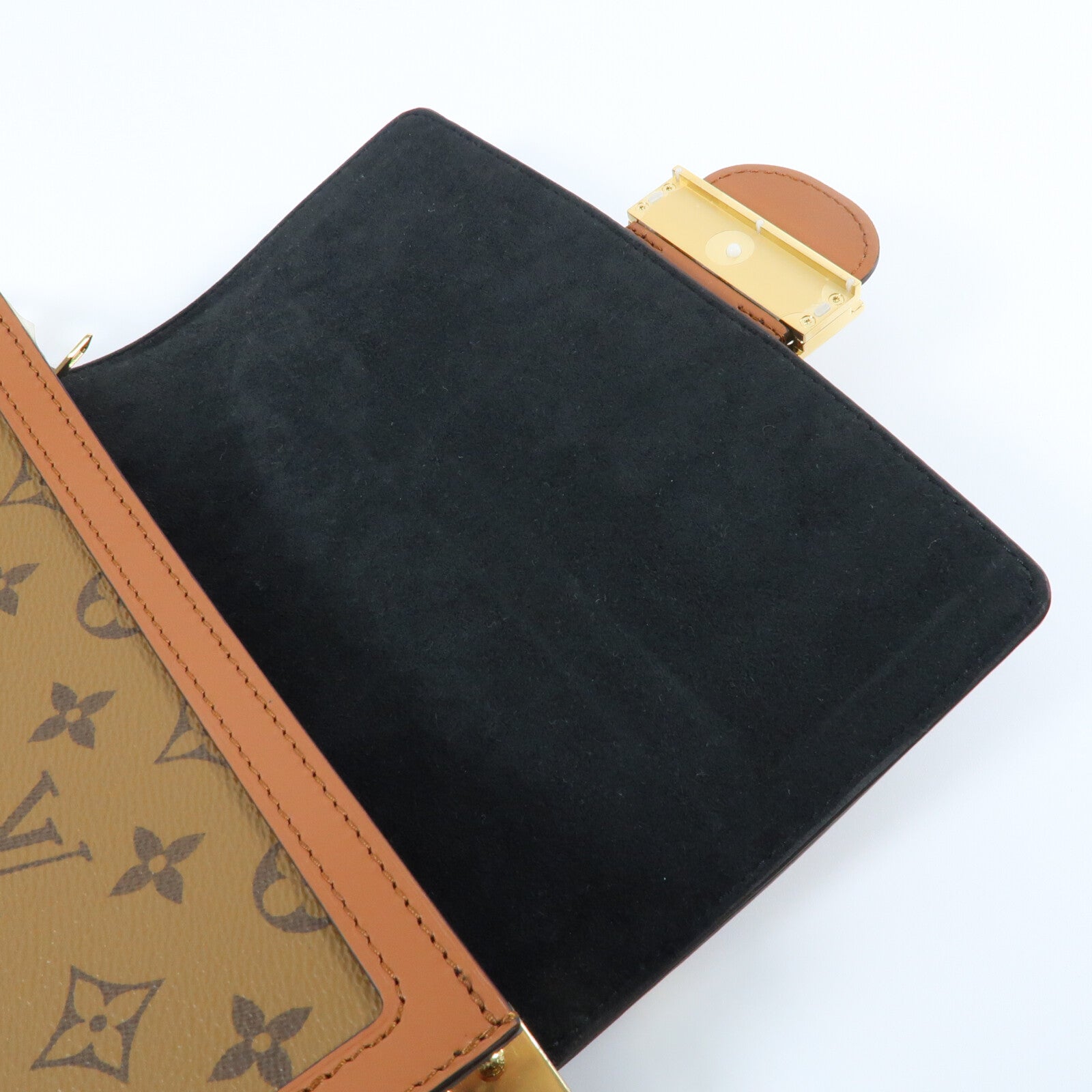 LOUIS VUITTON Monogram Reverse Dauphine MM金扣手挽肩背兩用袋