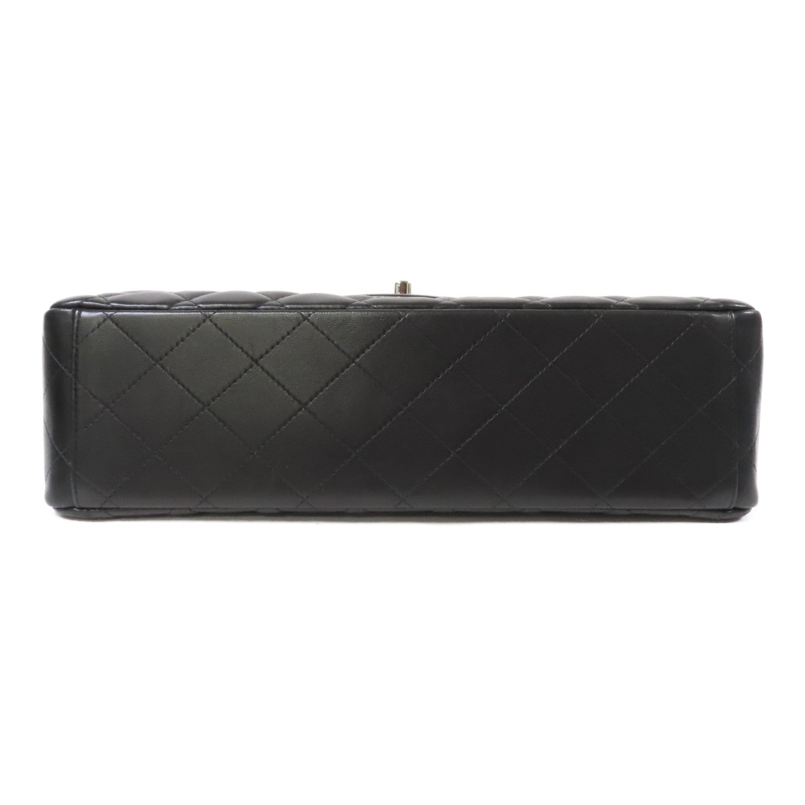 CHANEL 菱格羊皮皮革Maxi Classic Handbag銀扣鏈帶肩背袋黑色