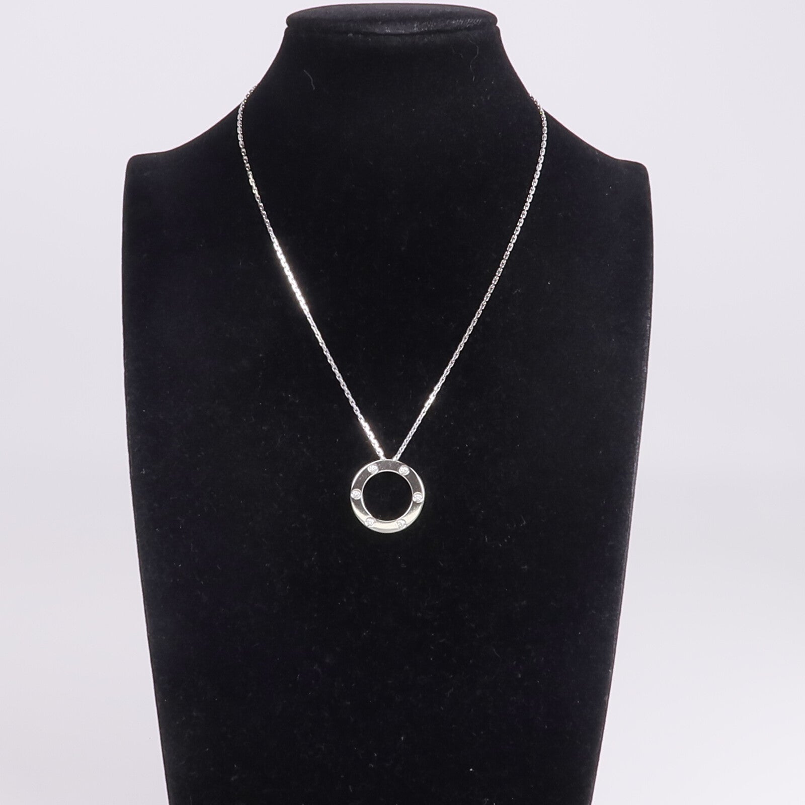 CARTIER 18K白金Love Necklace 6 Diamonds鑽石項鍊