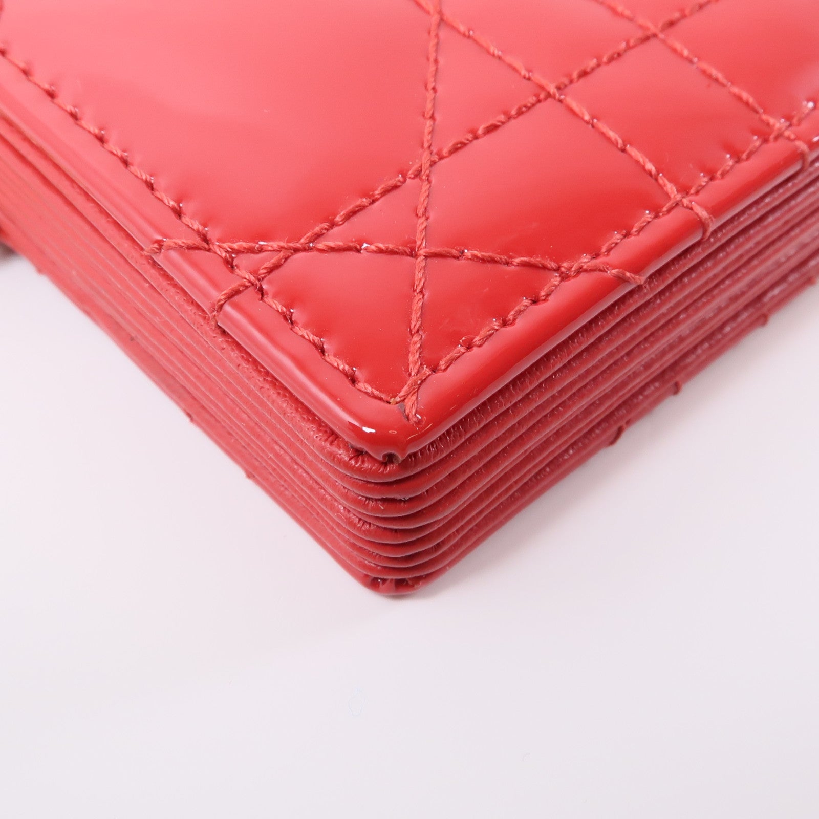 Dior 漆皮皮革Card Case金扣卡片套紅色