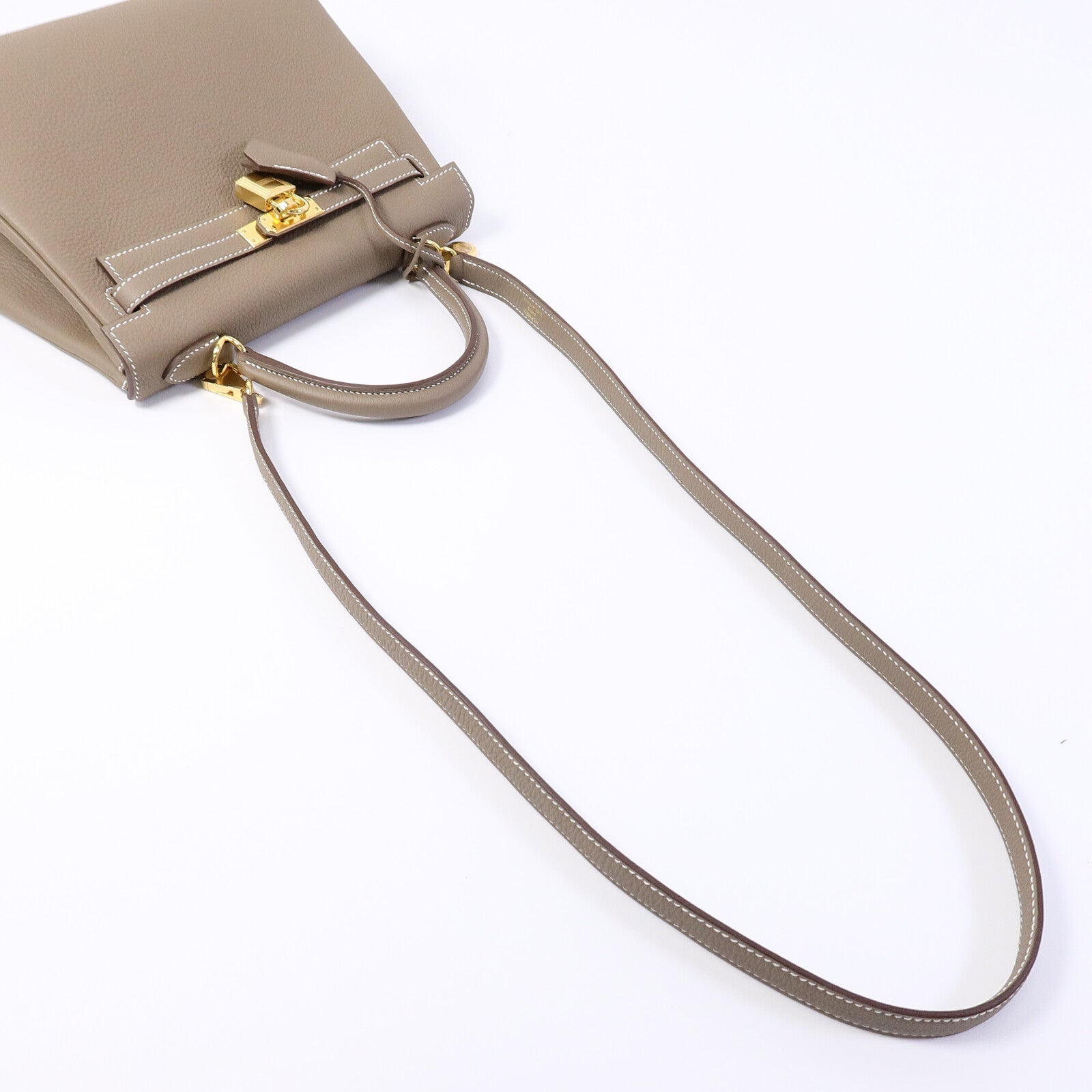 HERMES Togo皮革Kelly 25手挽肩背兩用袋Etoupe