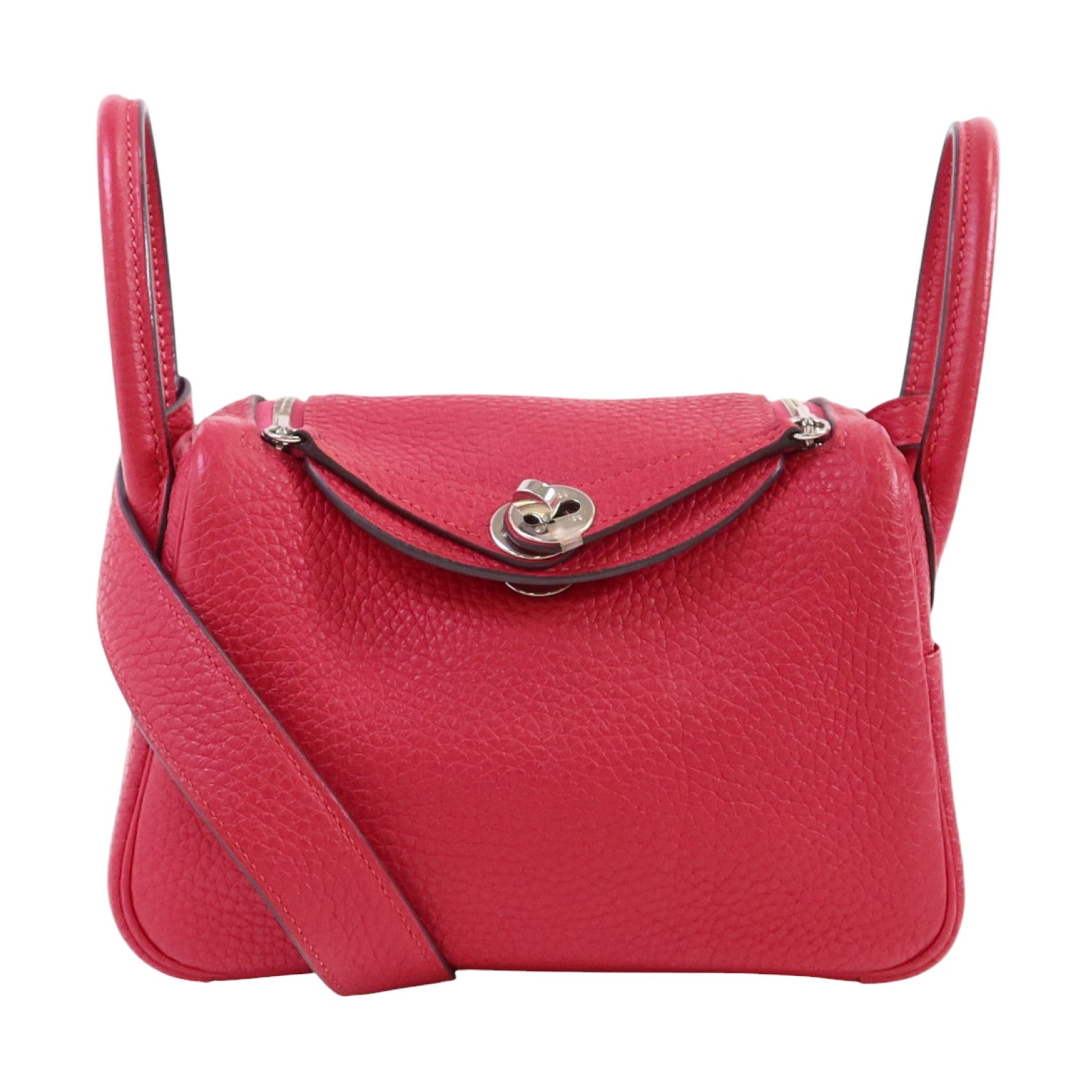 HERMES Togo皮革Mini Lindy銀扣肩背袋
