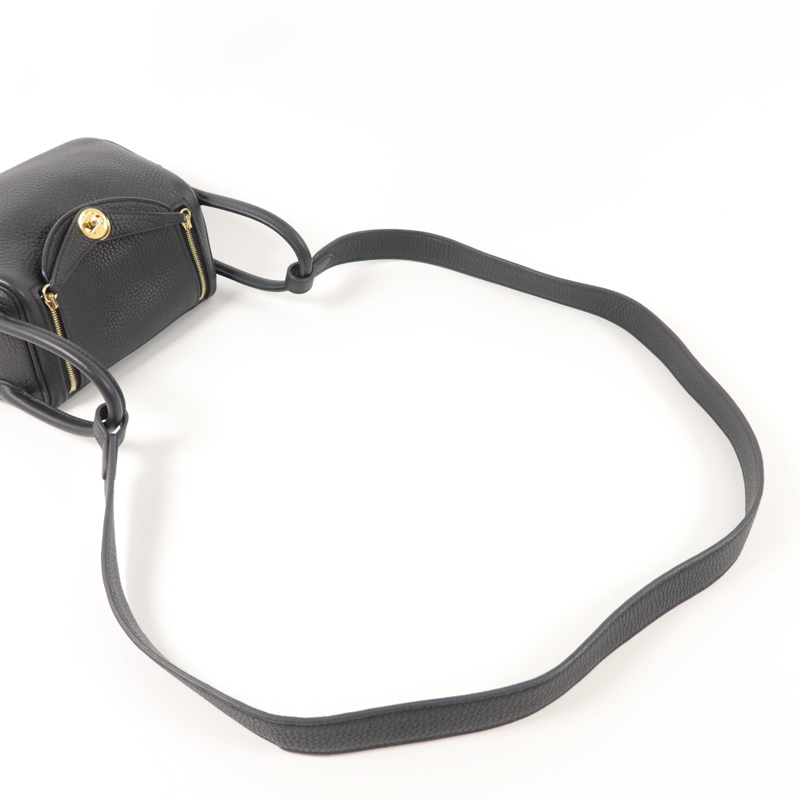 HERMES Clemence皮革Mini Lindy手挽肩背兩用袋Noir