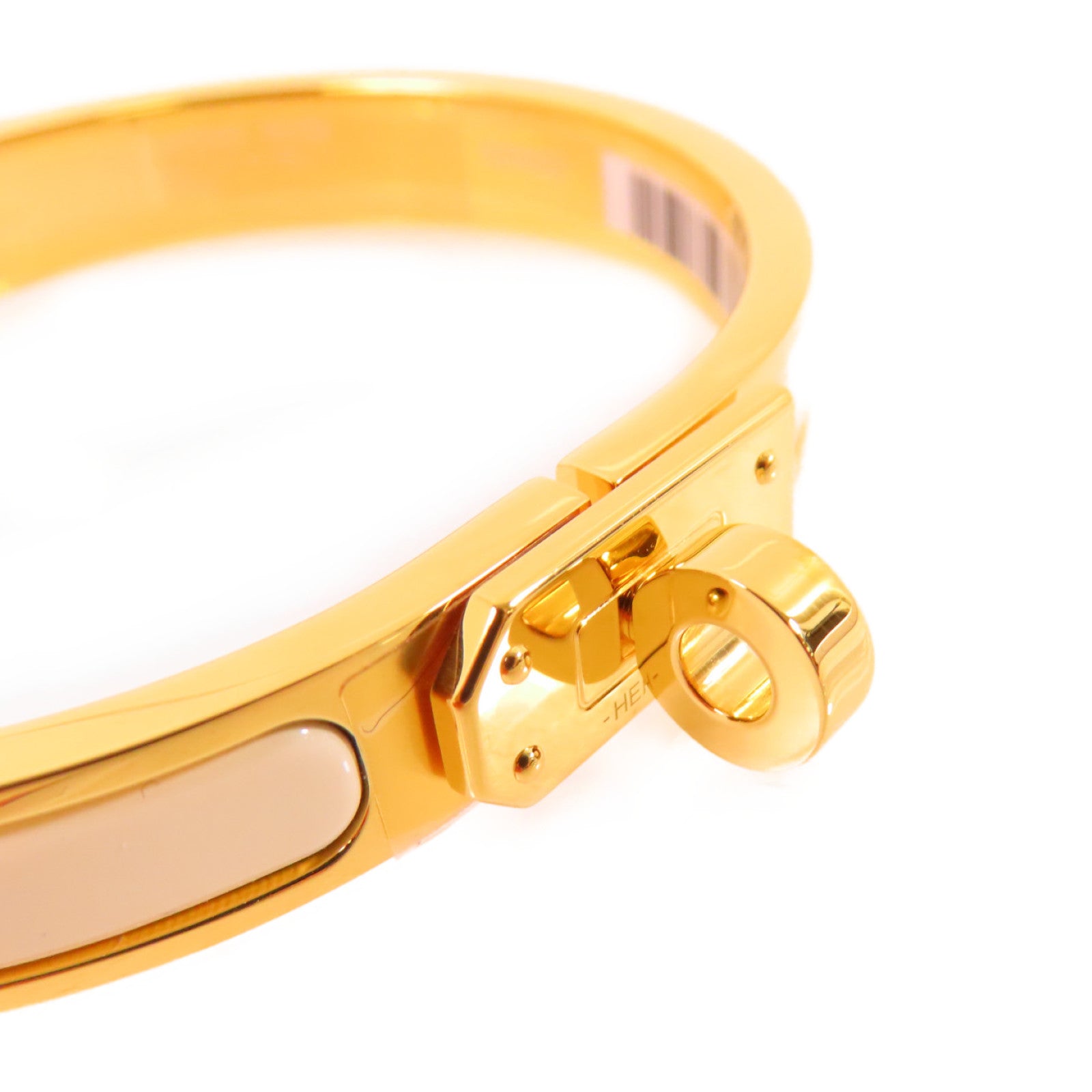 HERMES 金屬/琺瑯Mini Clic Kelly Bracelet金扣手鏈金色/米白色