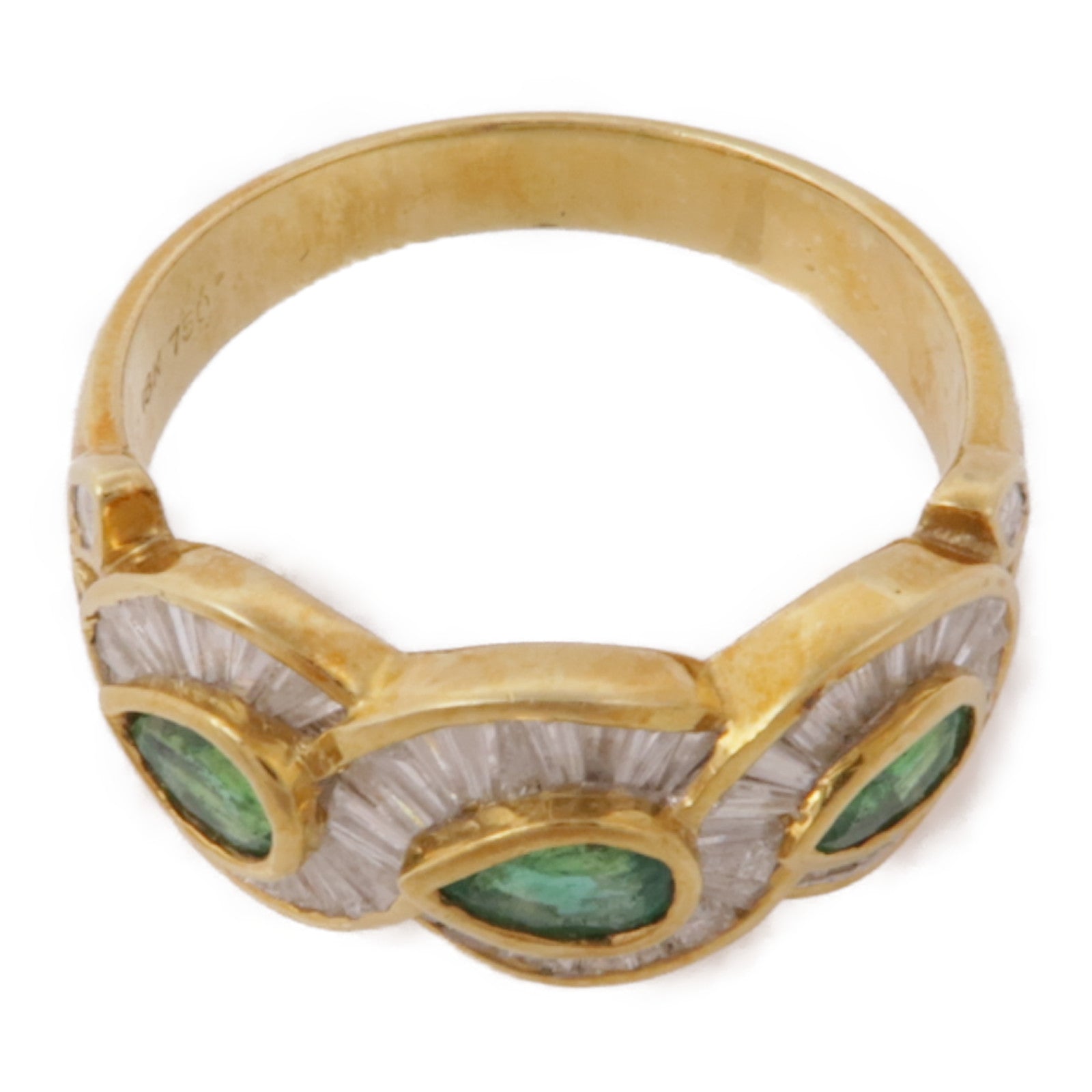JEWELRY 18K黃金Emerald/Diamond Ring綠寶石/鑽石戒指US#7.25
