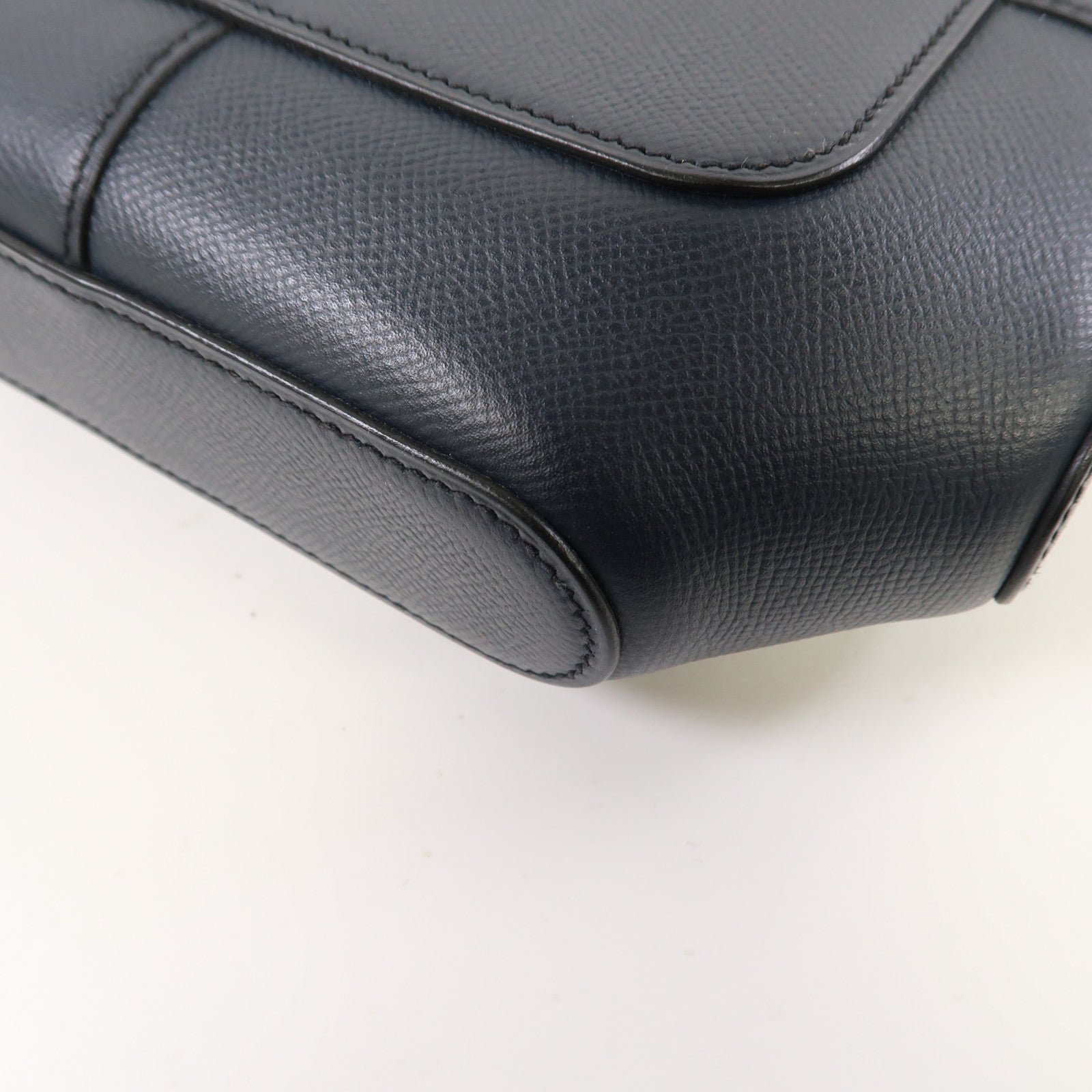 HERMES Epsom皮革Octogone 23銀扣肩背袋靛藍色
