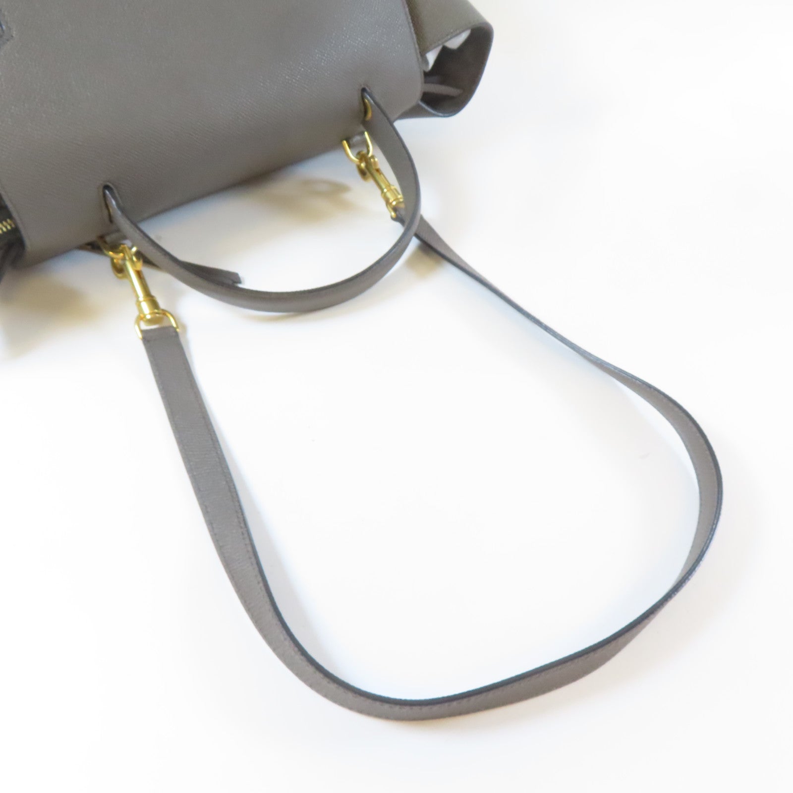 CELINE 牛皮皮革Belt Bag金扣手挽肩背兩用袋灰色