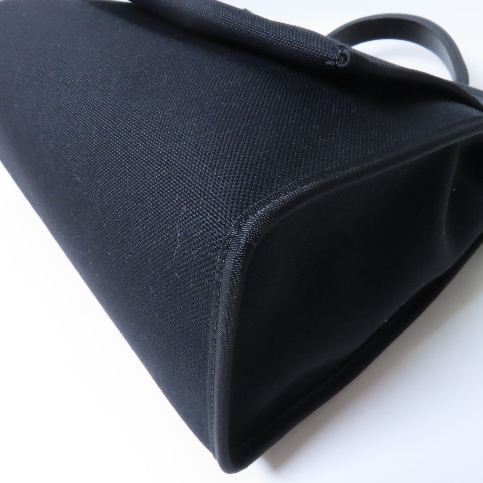 HERMES 帆布Herbag PM銀扣手挽肩背兩用袋黑色