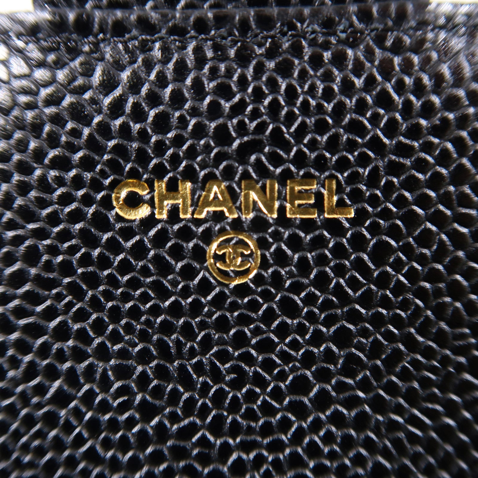 CHANEL 菱格牛皮皮革Long Wallet金扣長錢包黑色