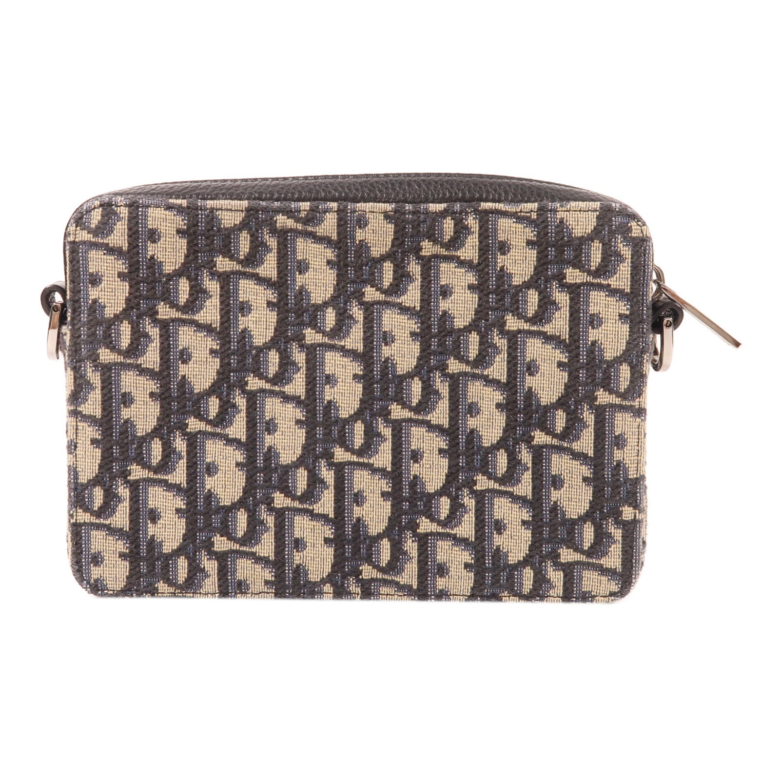 Dior 帆布Zipped Pouch with Strap銀扣肩背袋米色/黑色