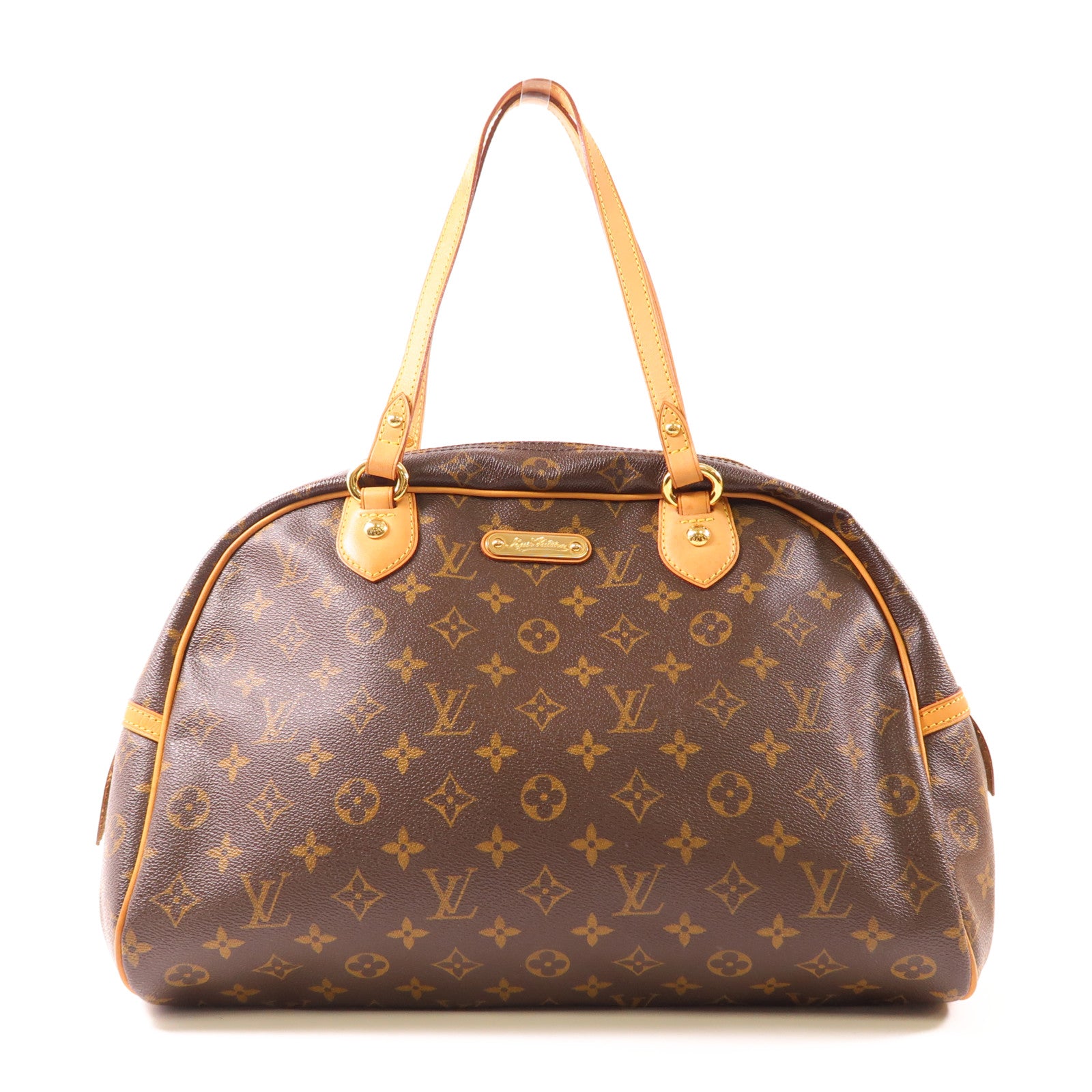 LOUIS VUITTON Monogram Montorgueil GM金扣肩背袋棕色