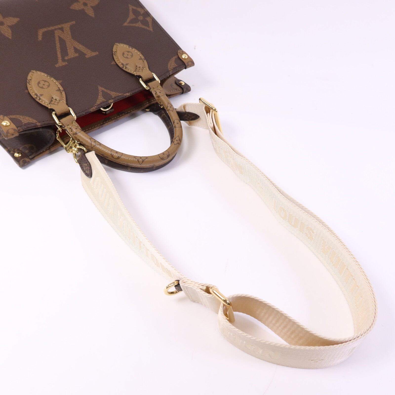 LOUIS VUITTON Monogram Giant On The Go PM金扣手挽肩背兩用袋
