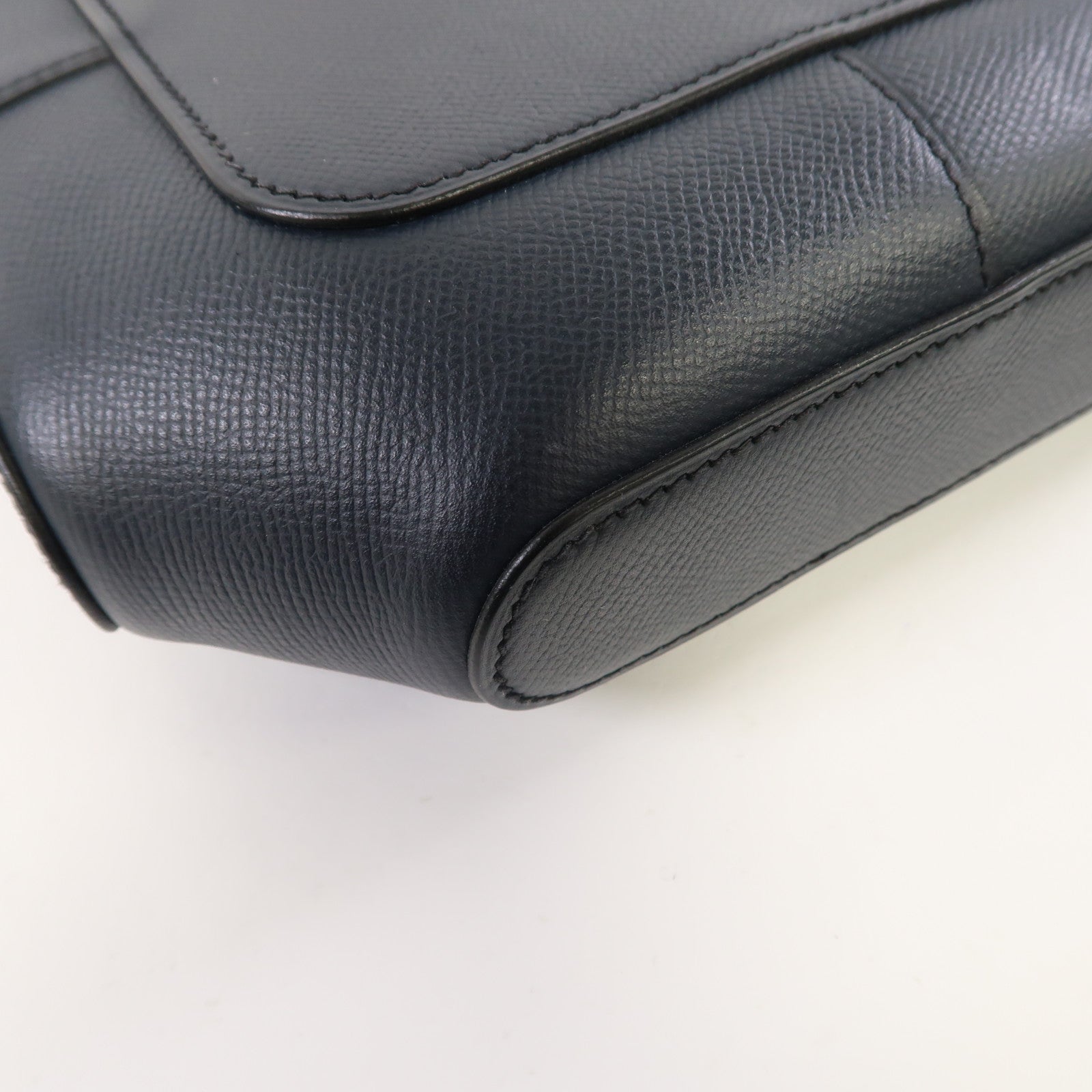 HERMES Epsom皮革Octogone 23銀扣肩背袋靛藍色