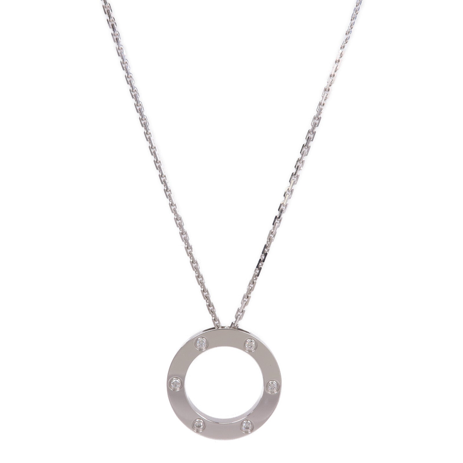 CARTIER 18K白金Love Necklace 6 Diamonds鑽石項鍊
