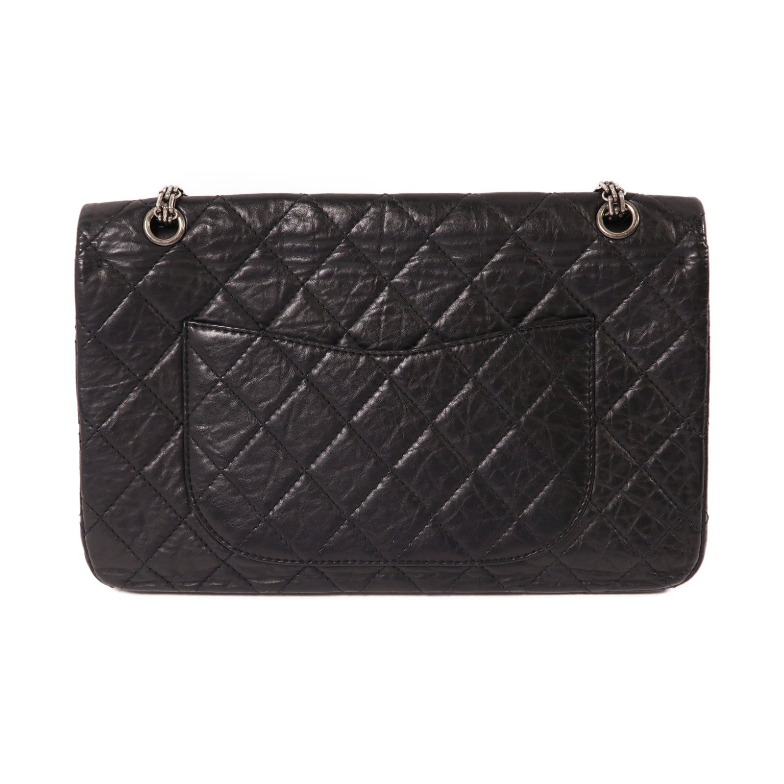 CHANEL 皮革Maxi Classic銀扣鏈帶肩背袋金屬灰色