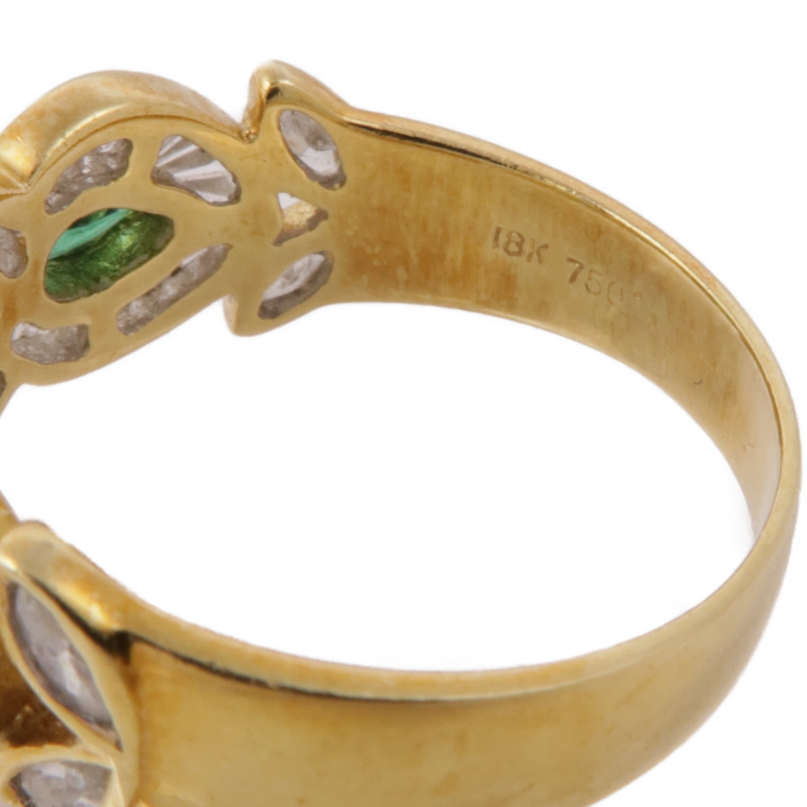 JEWELRY 18K黃金Emerald/Diamond Ring綠寶石/鑽石戒指US#7.25