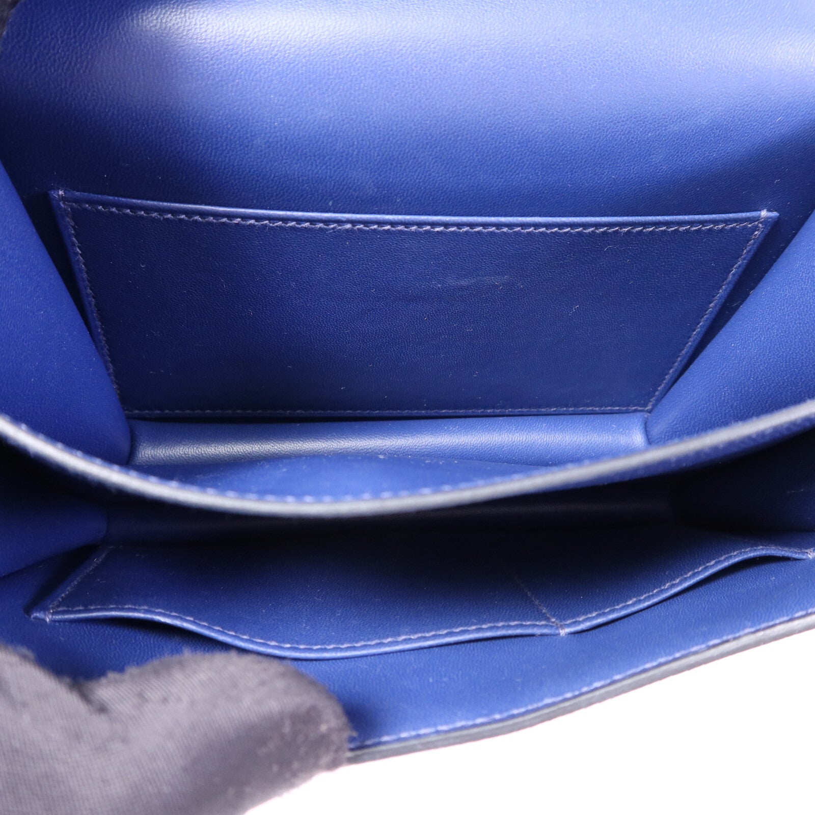 HERMES Epsom皮革Constance Mini銀扣肩背袋Bleu Saphir