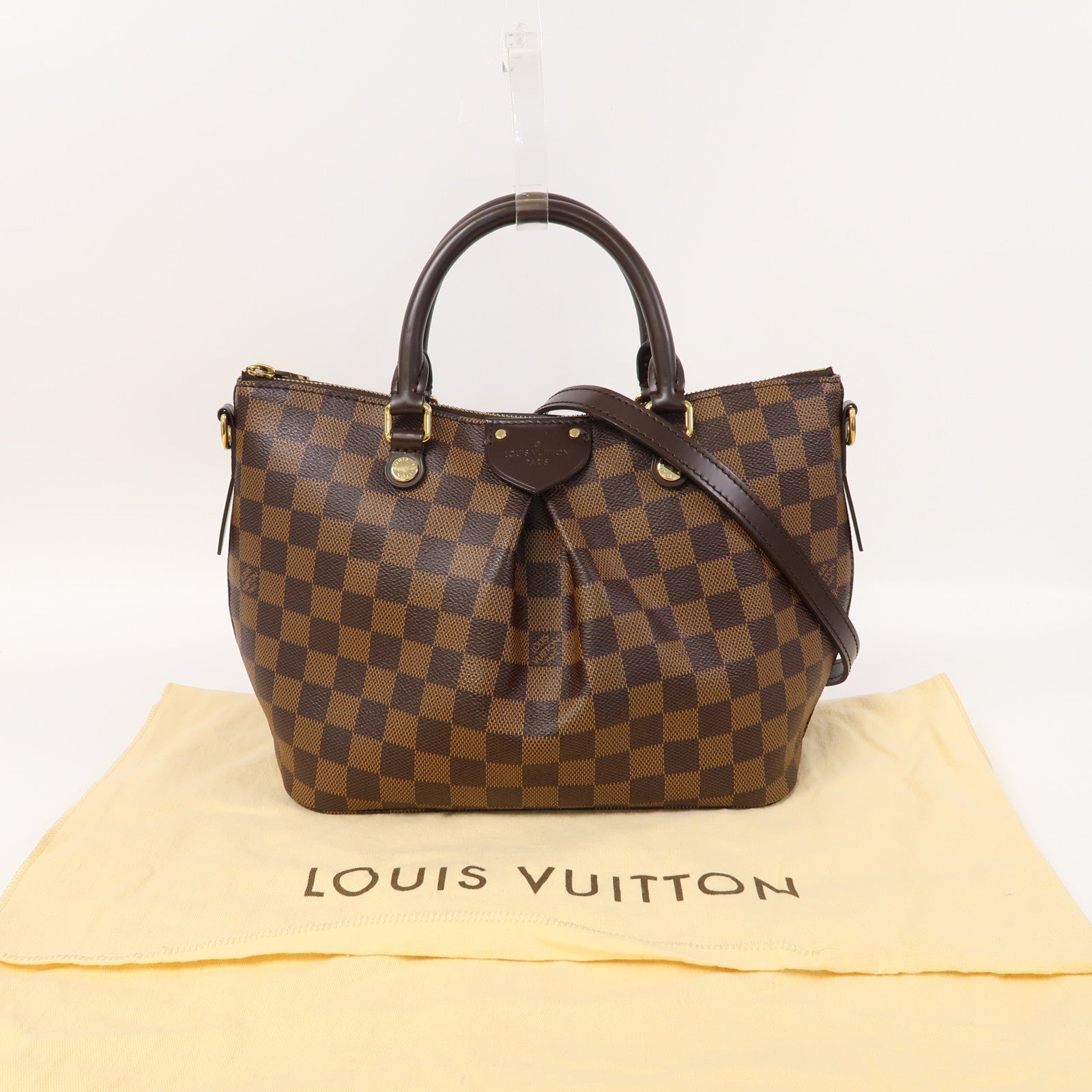 LOUIS VUITTON Damier Siena PM金扣手挽肩背兩用袋啡色