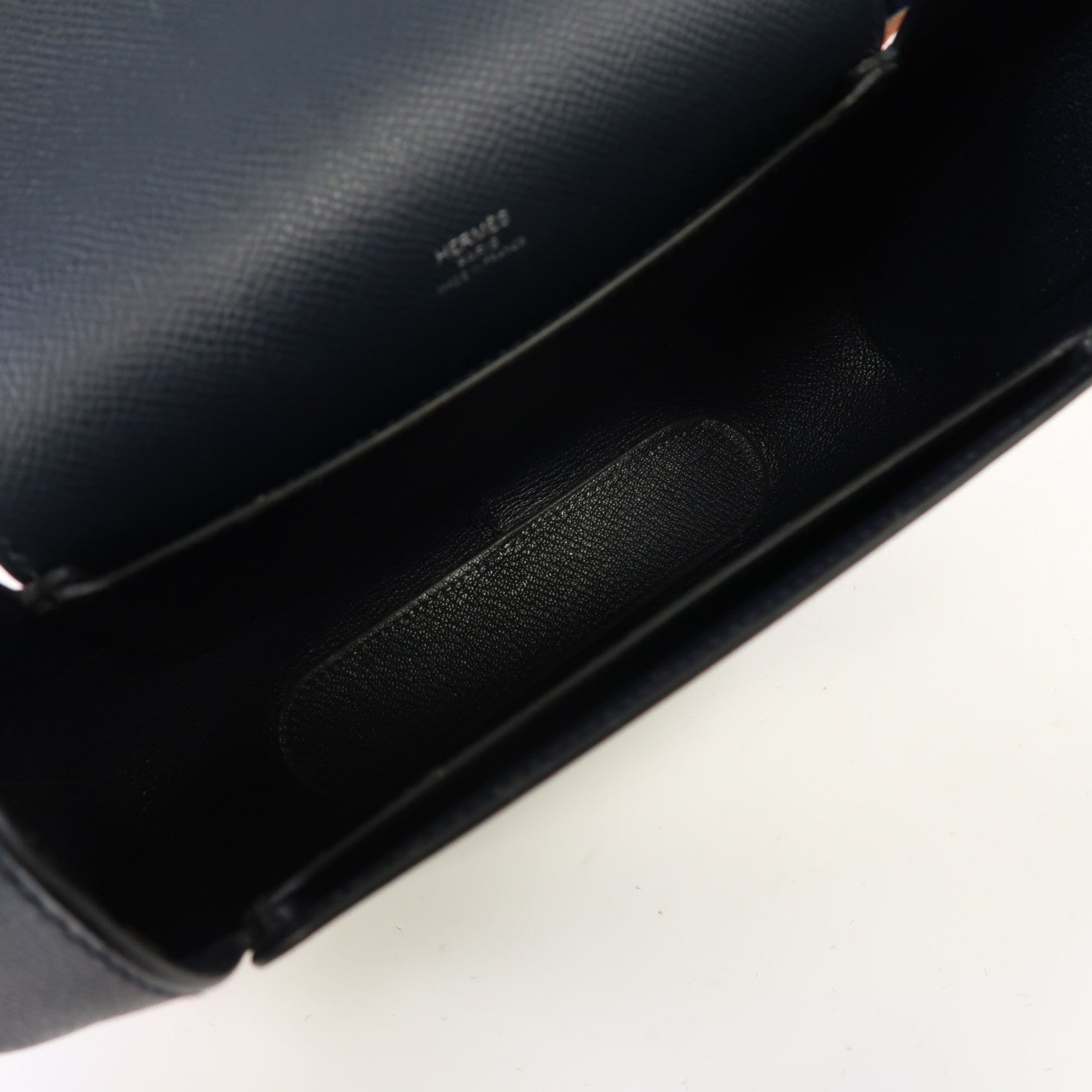 HERMES Epsom皮革Octogone 23銀扣肩背袋靛藍色