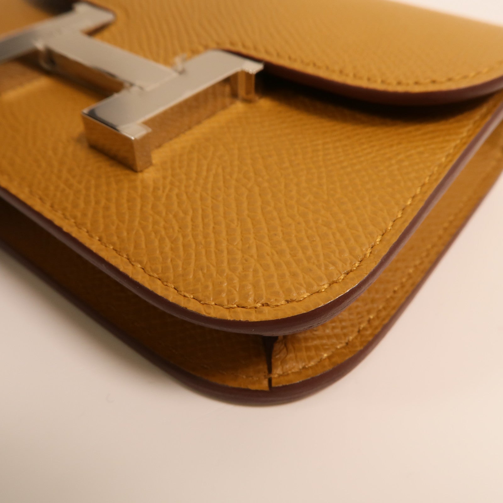 HERMES Epsom皮革Constance Slim Wallet銀扣錢包Chai