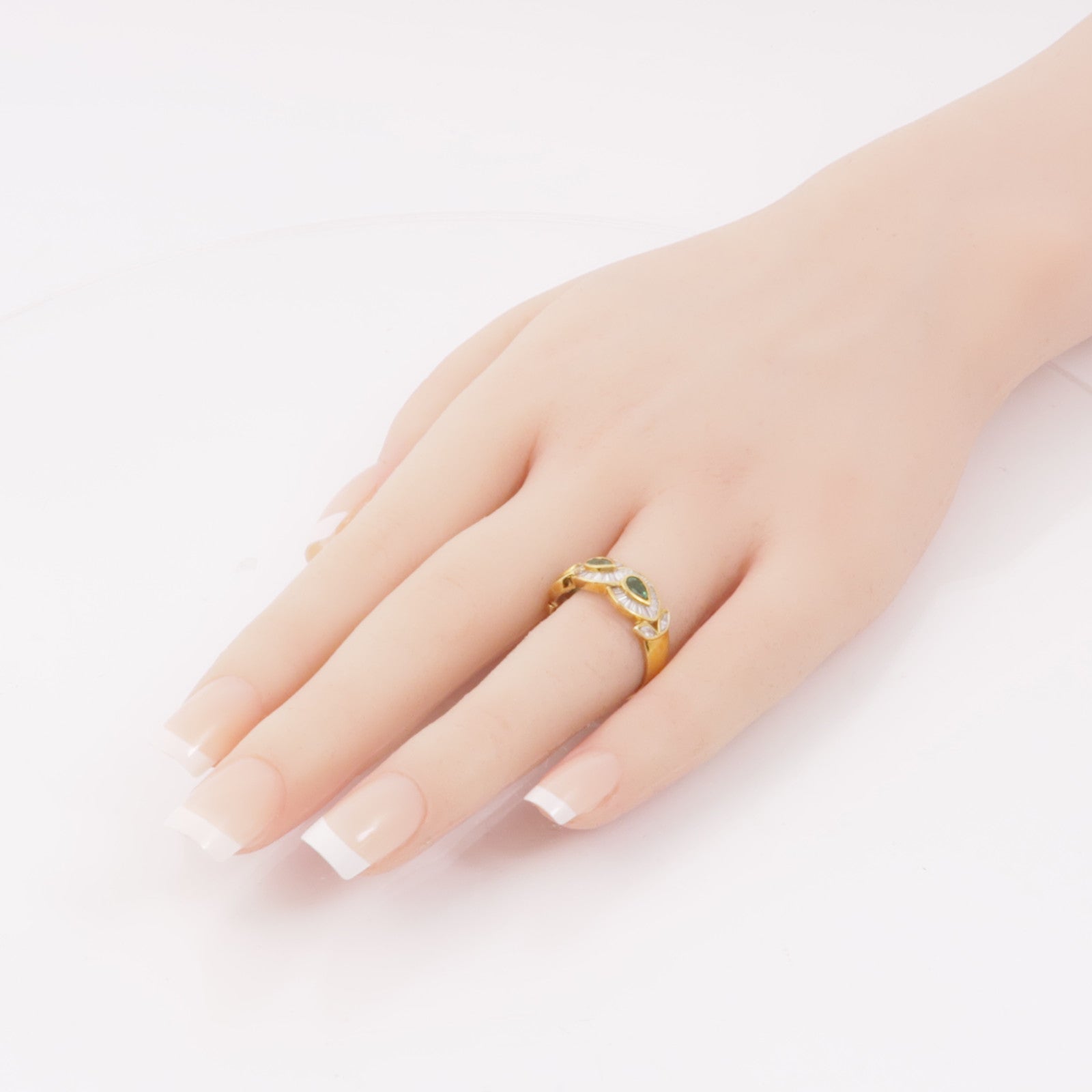 JEWELRY 18K黃金Emerald/Diamond Ring綠寶石/鑽石戒指US#7.25