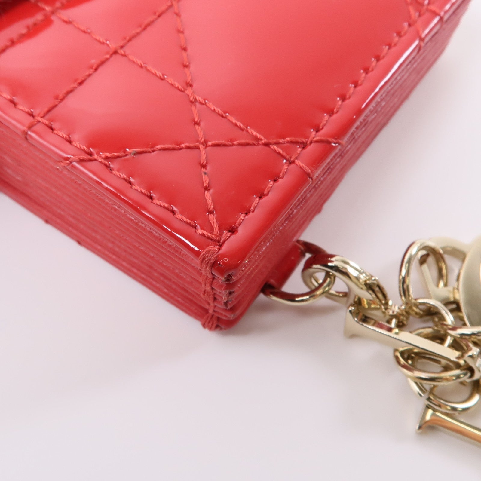 Dior 漆皮皮革Card Case金扣卡片套紅色