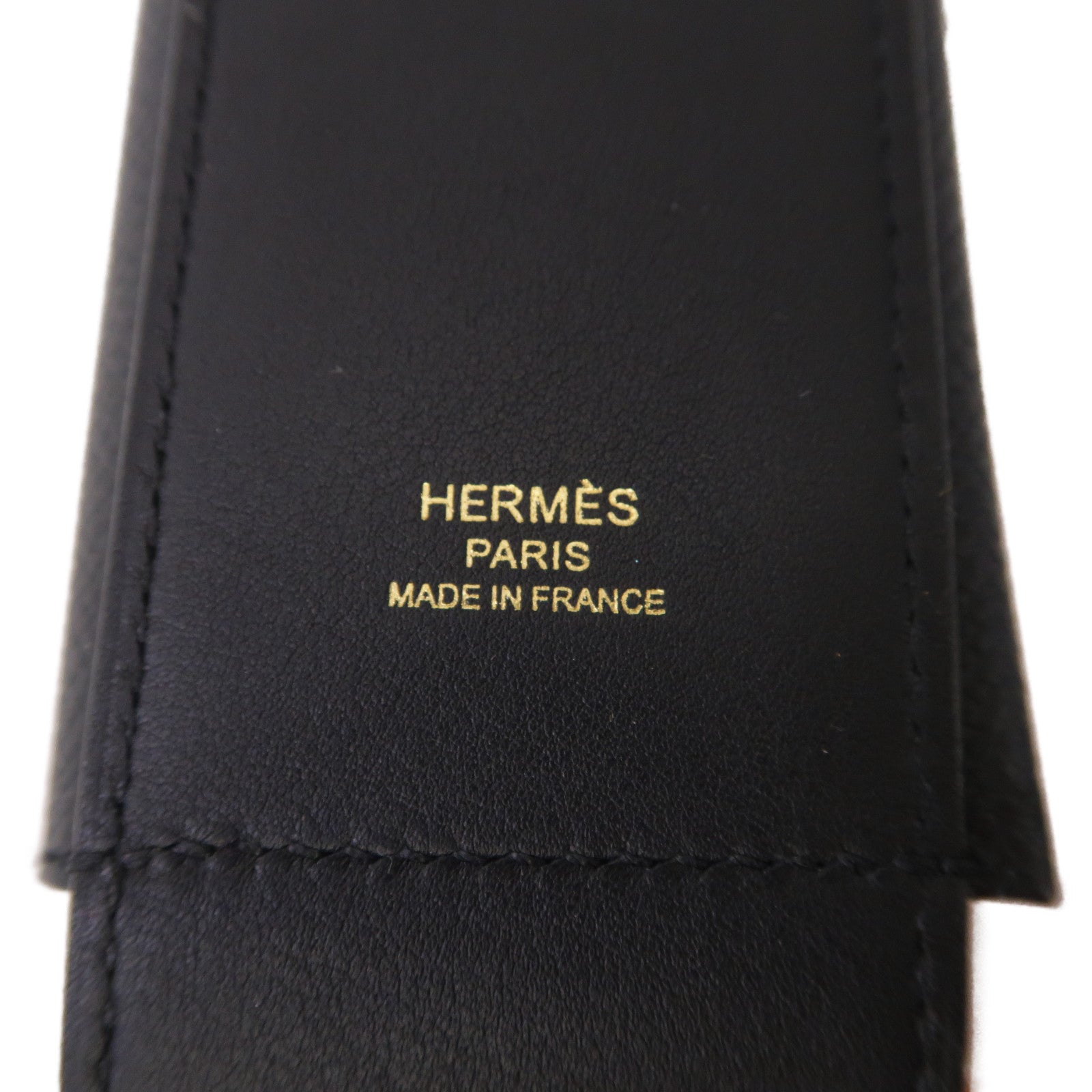 HERMES Swift皮革Kelly Pocket Bag Strap金扣皮帶黑色