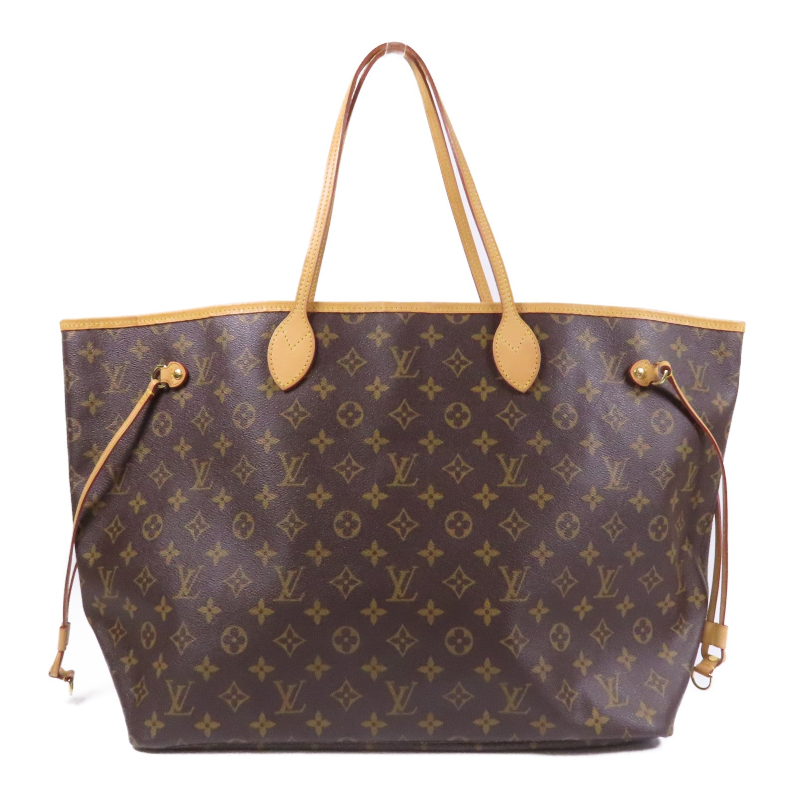 LOUIS VUITTON Monogram Neverfull GM金扣手挽袋啡色