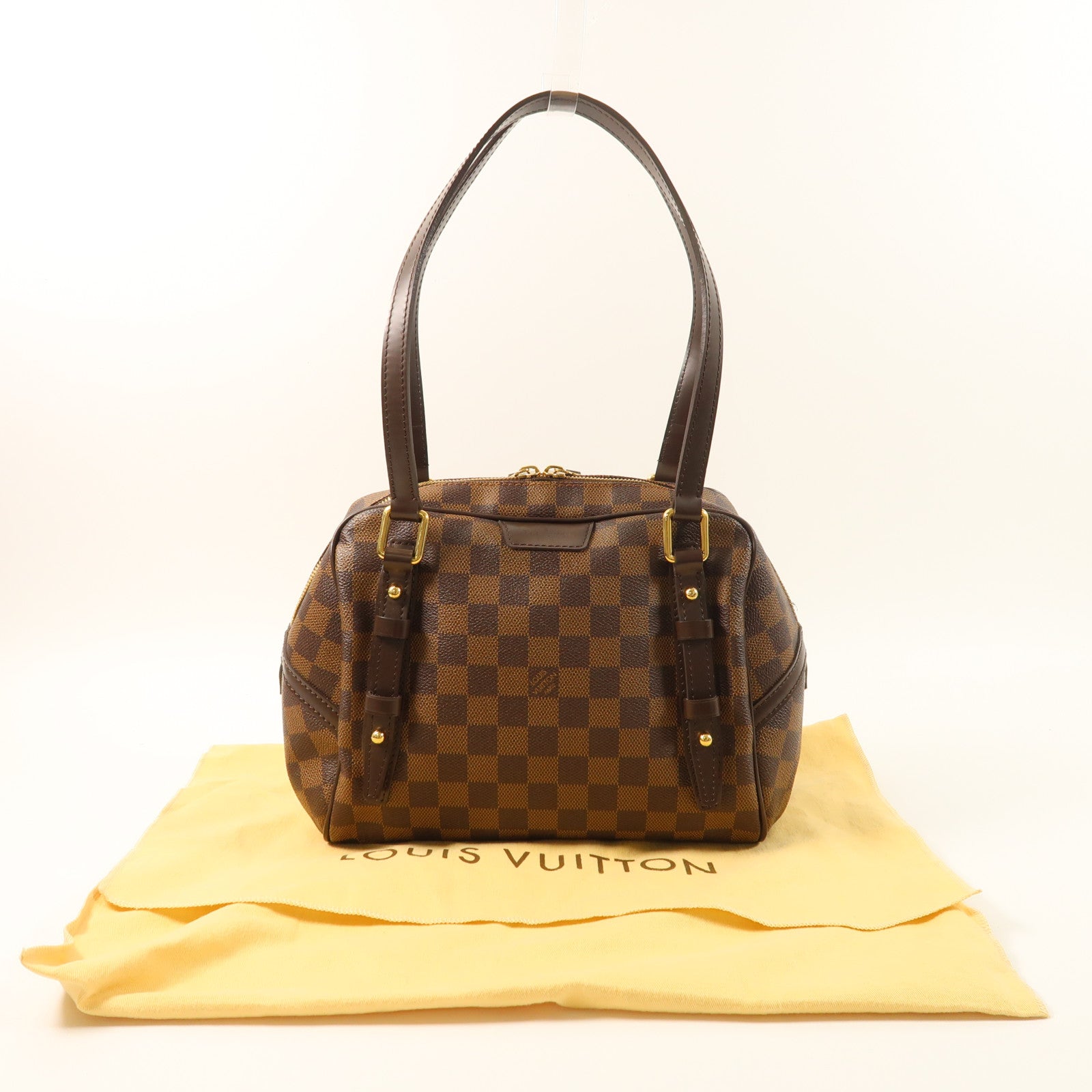 LOUIS VUITTON Damier Rivington PM金扣肩背袋