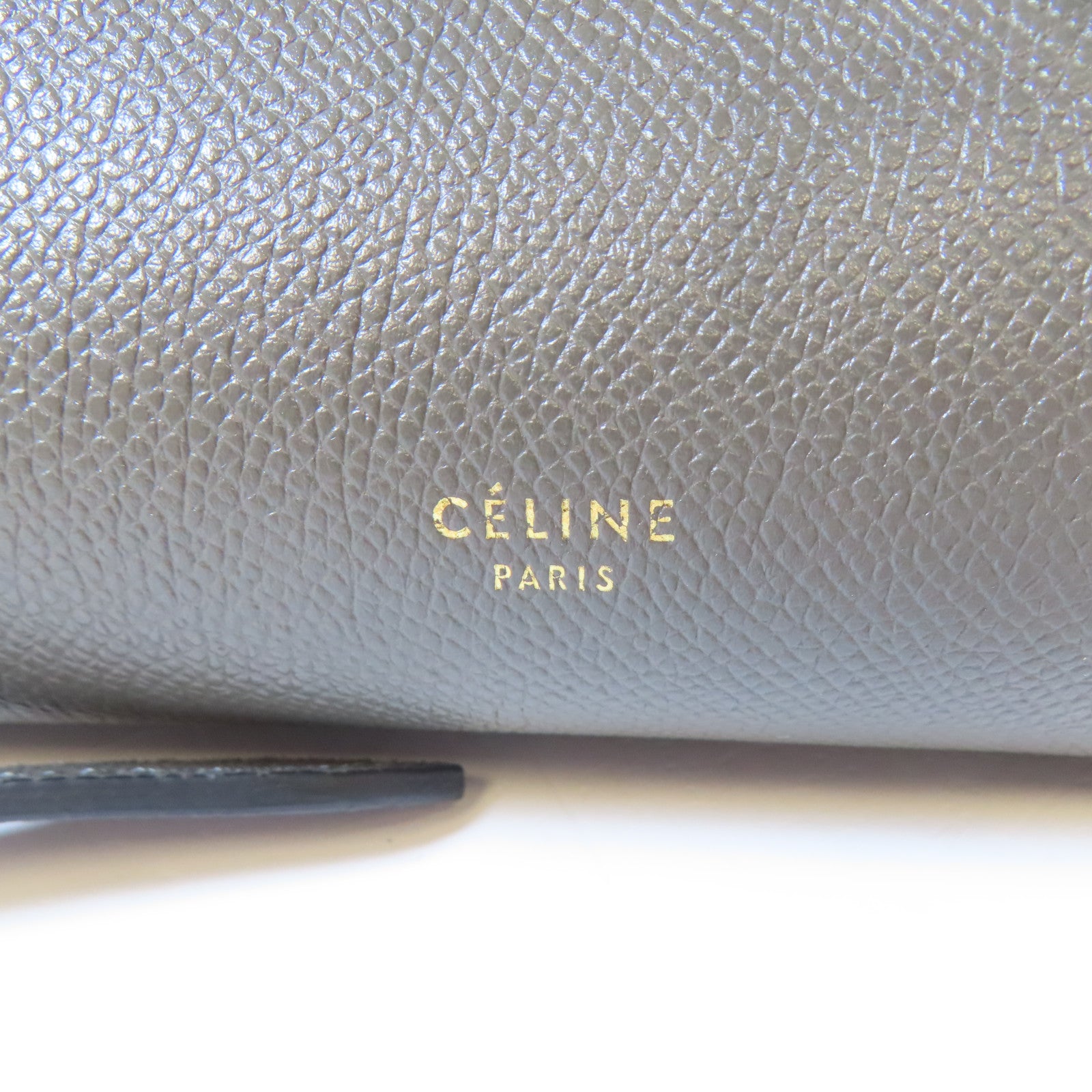 CELINE 牛皮皮革Belt Bag金扣手挽肩背兩用袋灰色