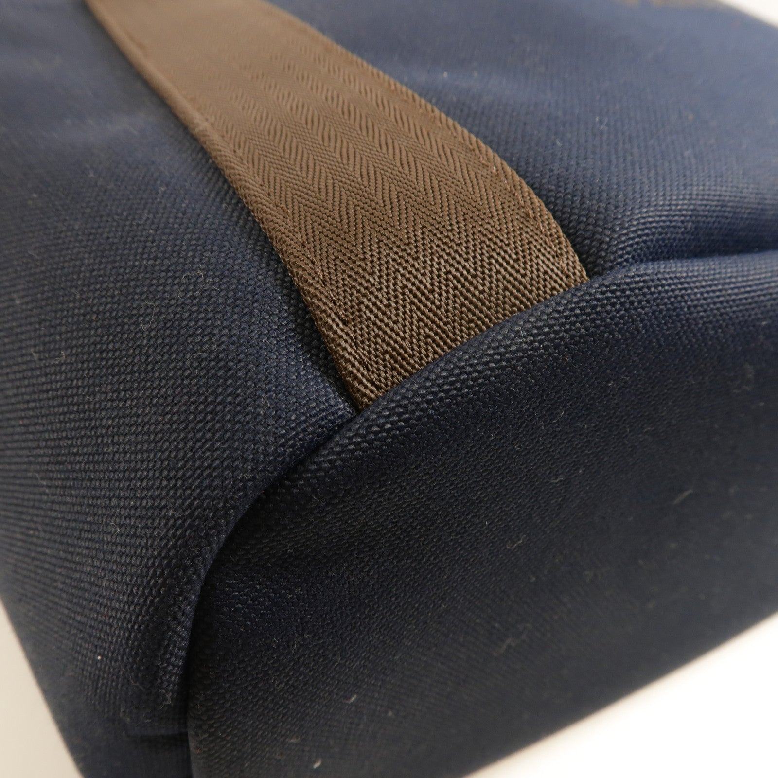 HERMES Sucked Pansage Groom Tote Bag 2 Way Shoulder Bag Canvas Blue