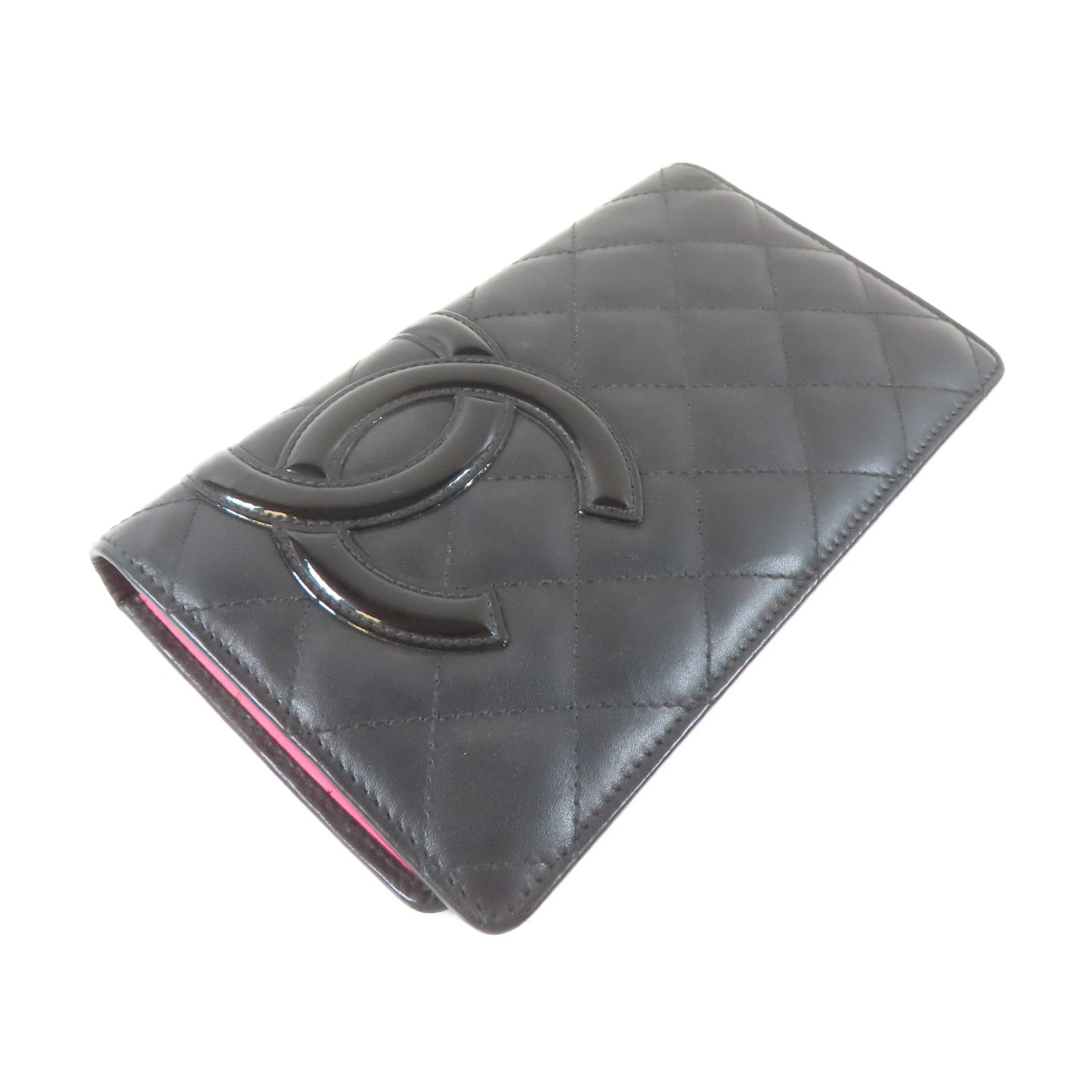 CHANEL 【激減優惠】菱格牛皮皮革Cambon Long Wallet銀扣長钱包黑色